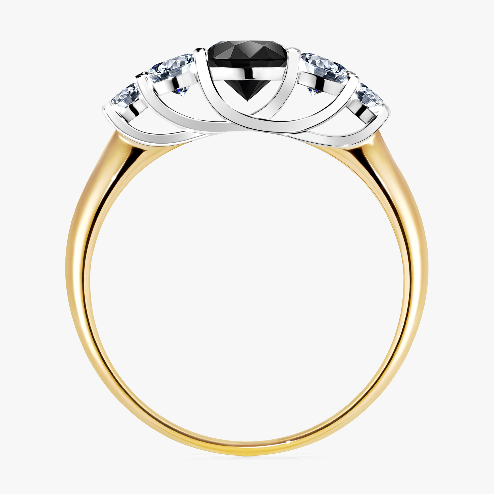 Pierścionek zaręczynowy My Darling z żółtego złota z czarnym diamentem 0,96ct