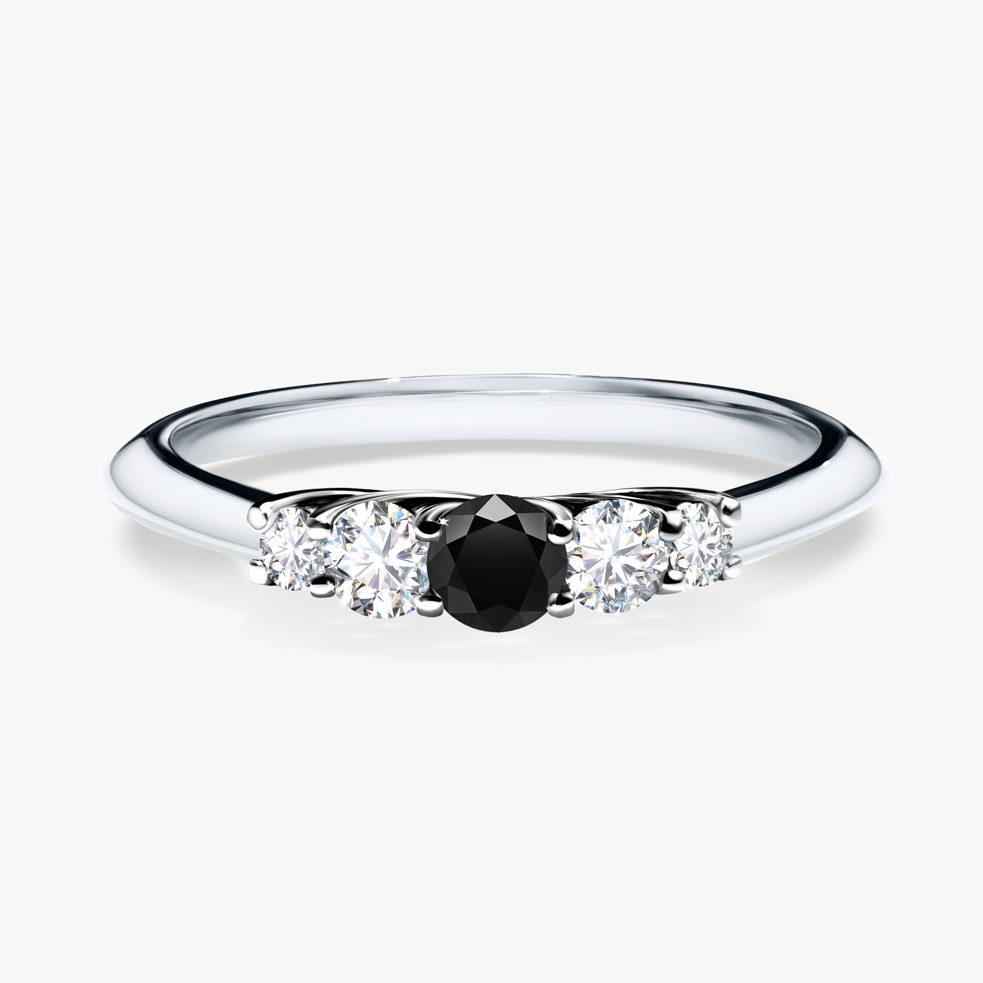 Pierścionek zaręczynowy My Darling z białego złota z czarnym diamentem 0,22ct