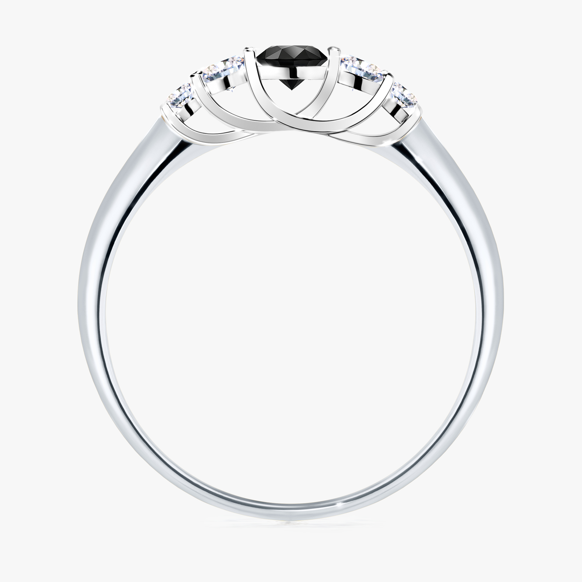 Pierścionek zaręczynowy My Darling z białego złota z czarnym diamentem 0,22ct
