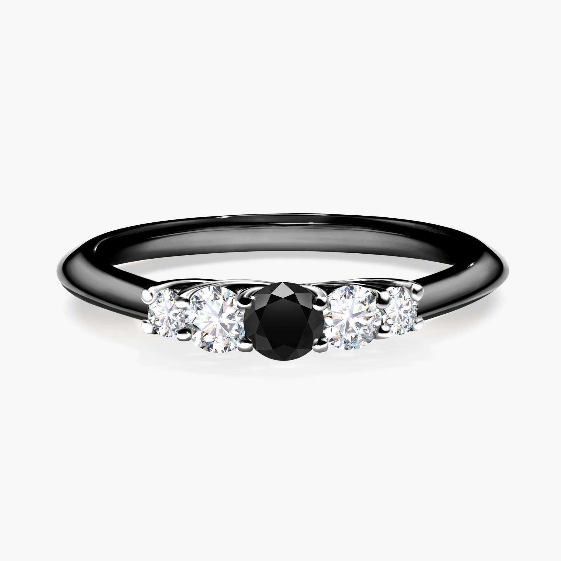 Pierścionek zaręczynowy My Darling z czarnego złota z czarnym diamentem 0,22ct