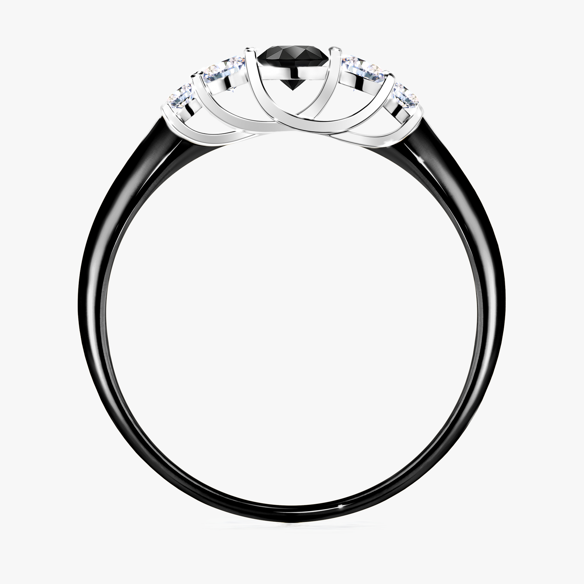 Pierścionek zaręczynowy My Darling z czarnego złota z czarnym diamentem 0,22ct