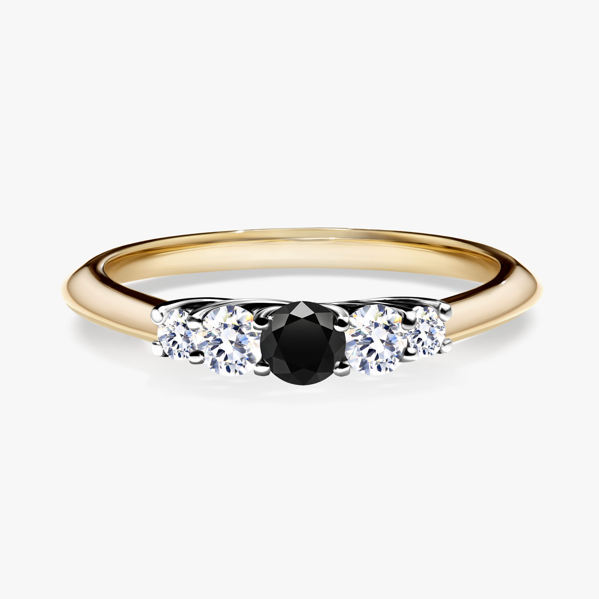 Pierścionek zaręczynowy My Darling z żółtego złota z czarnym diamentem 0,22ct
