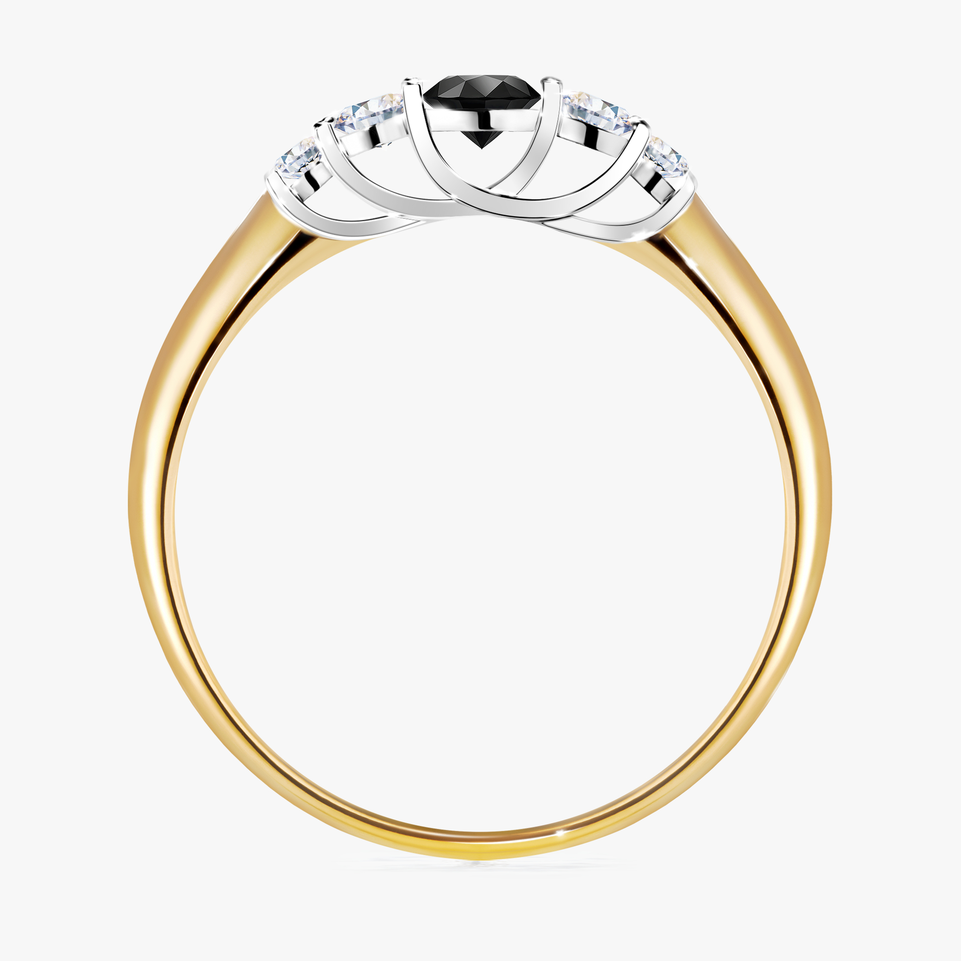 Pierścionek zaręczynowy My Darling z żółtego złota z czarnym diamentem 0,22ct