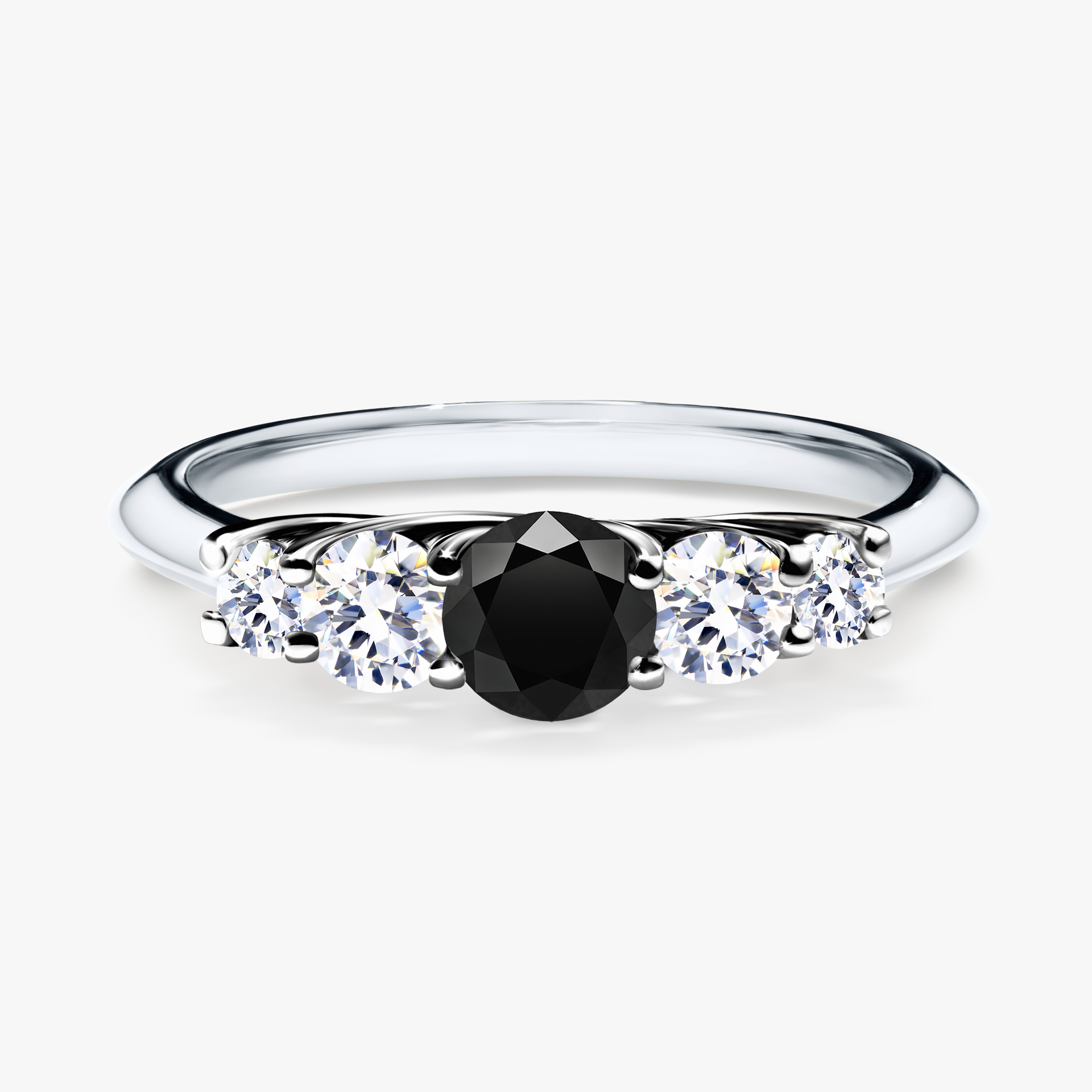 Pierścionek zaręczynowy My Darling z białego złota z czarnym diamentem 0,53ct