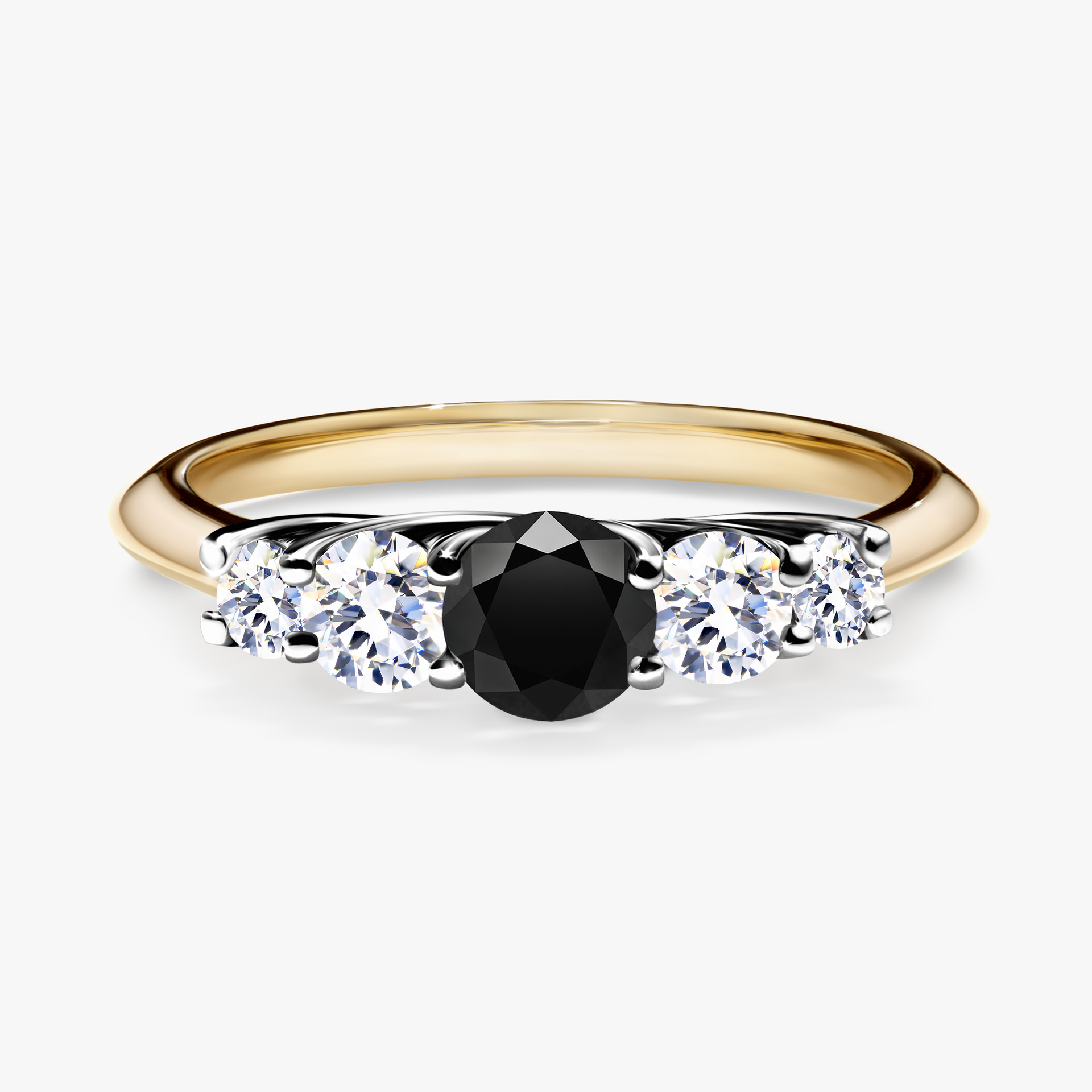 Pierścionek zaręczynowy My Darling z żółtego złota z czarnym diamentem 0,53ct