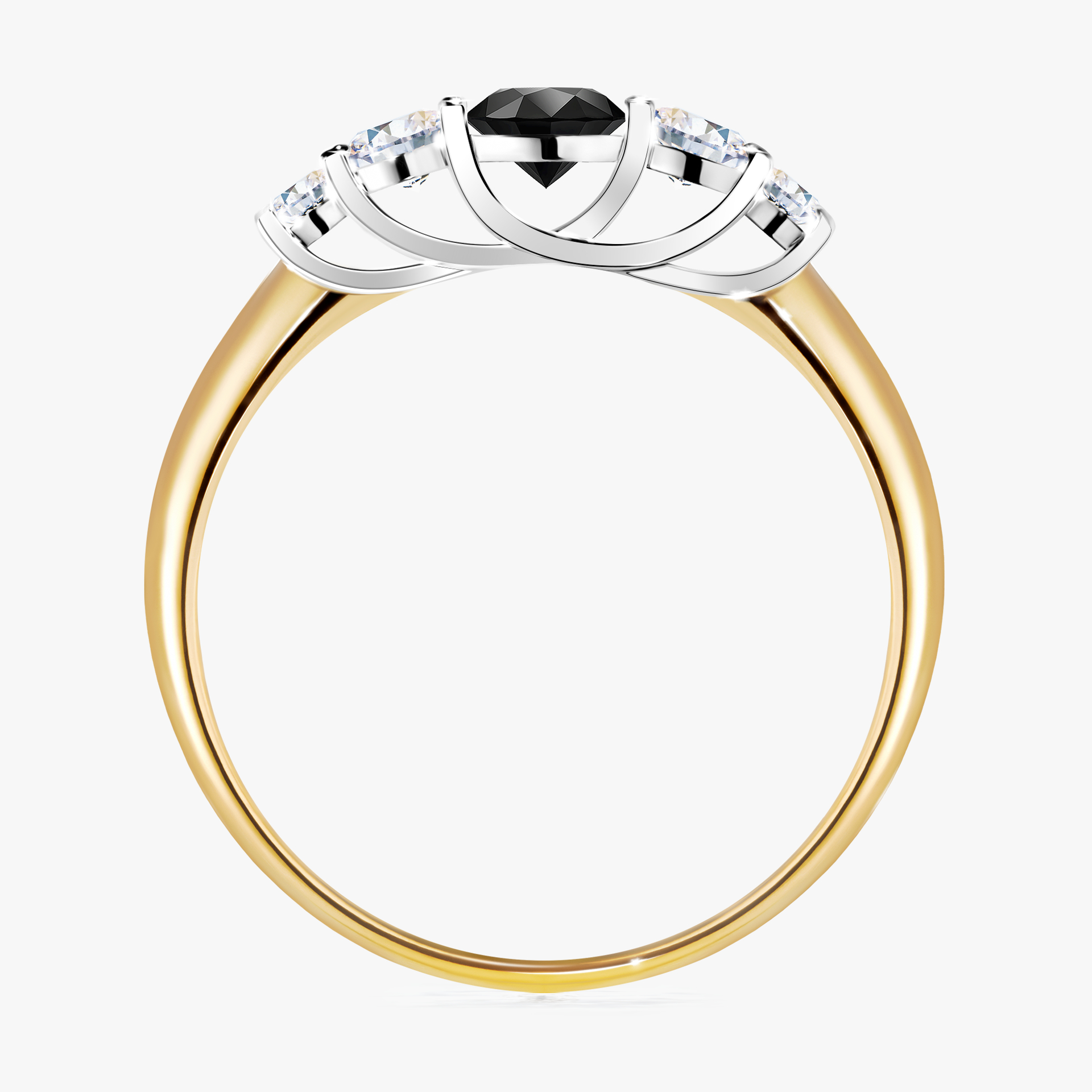 Pierścionek zaręczynowy My Darling z żółtego złota z czarnym diamentem 0,53ct