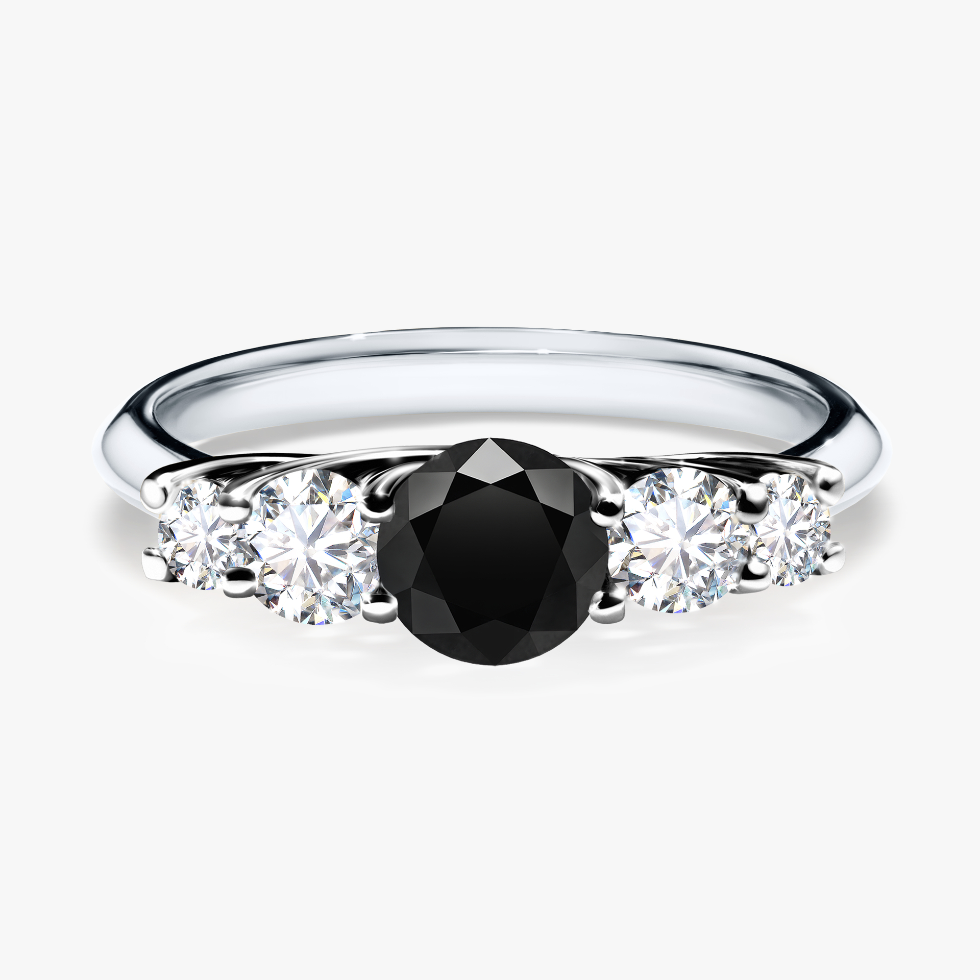 Pierścionek zaręczynowy My Darling z białego złota z czarnym diamentem 0,96ct
