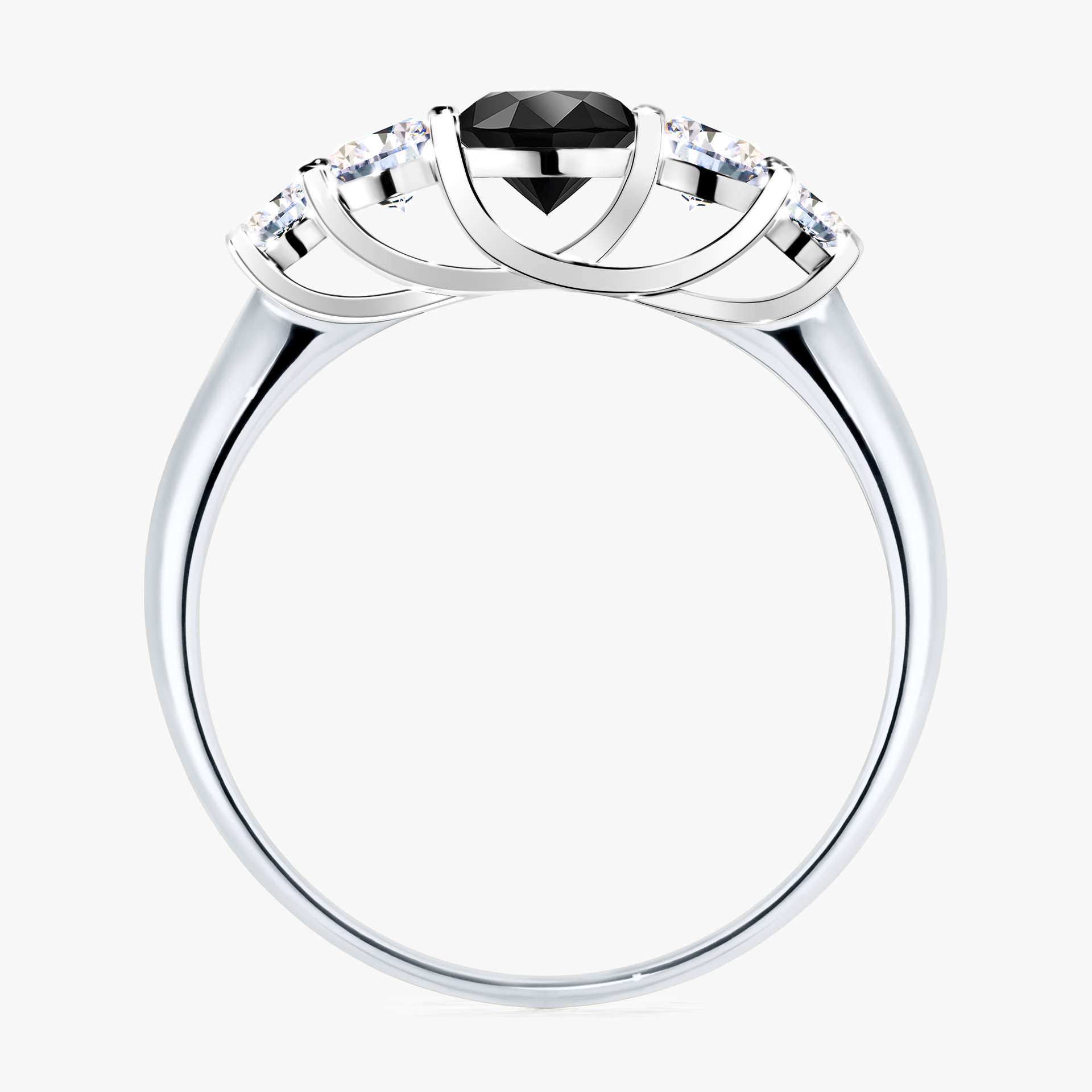 Pierścionek zaręczynowy My Darling z białego złota z czarnym diamentem 0,96ct