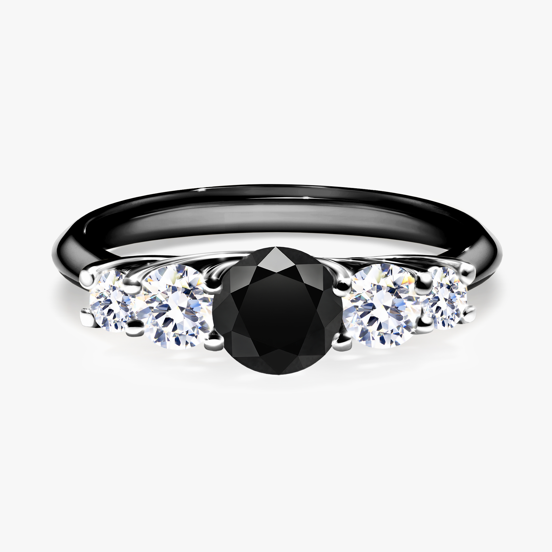 Pierścionek zaręczynowy My Darling z czarnego złota z czarnym diamentem 0,96ct