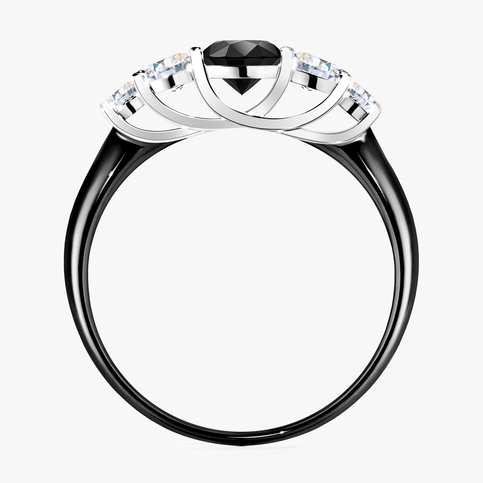 Pierścionek zaręczynowy My Darling z czarnego złota z czarnym diamentem 0,96ct
