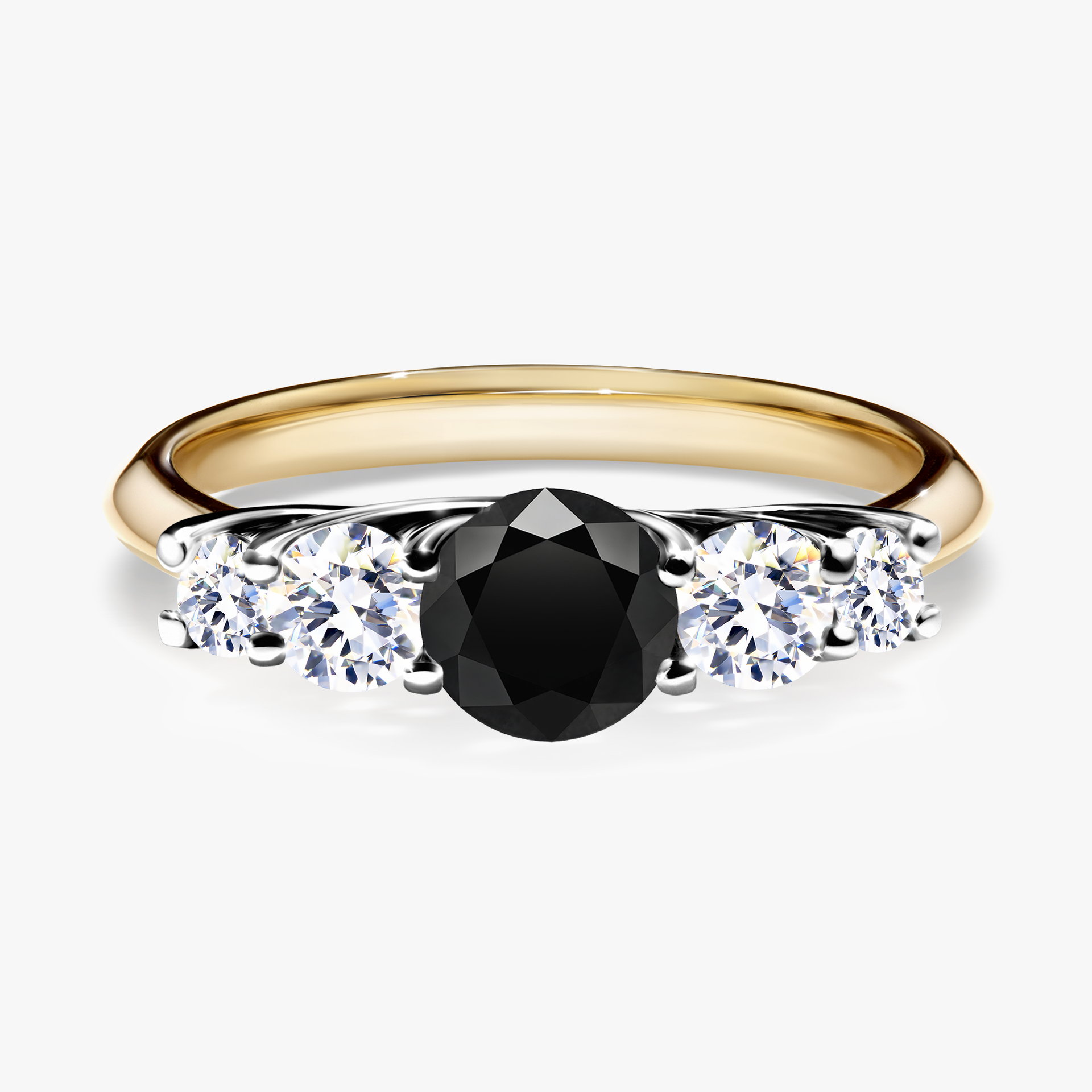 Pierścionek zaręczynowy My Darling z żółtego złota z czarnym diamentem 0,96ct