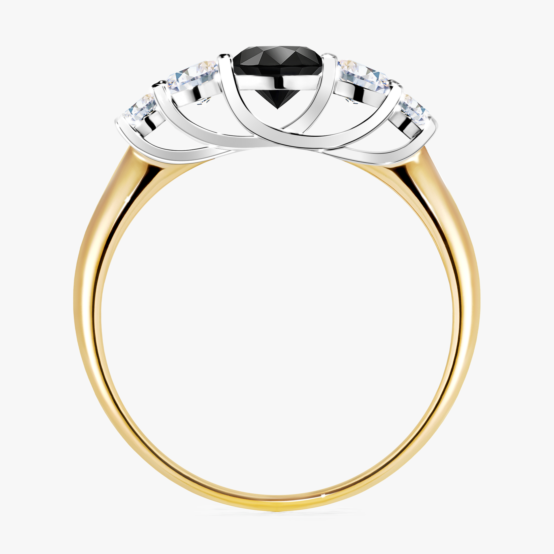Pierścionek zaręczynowy My Darling z żółtego złota z czarnym diamentem 0,96ct