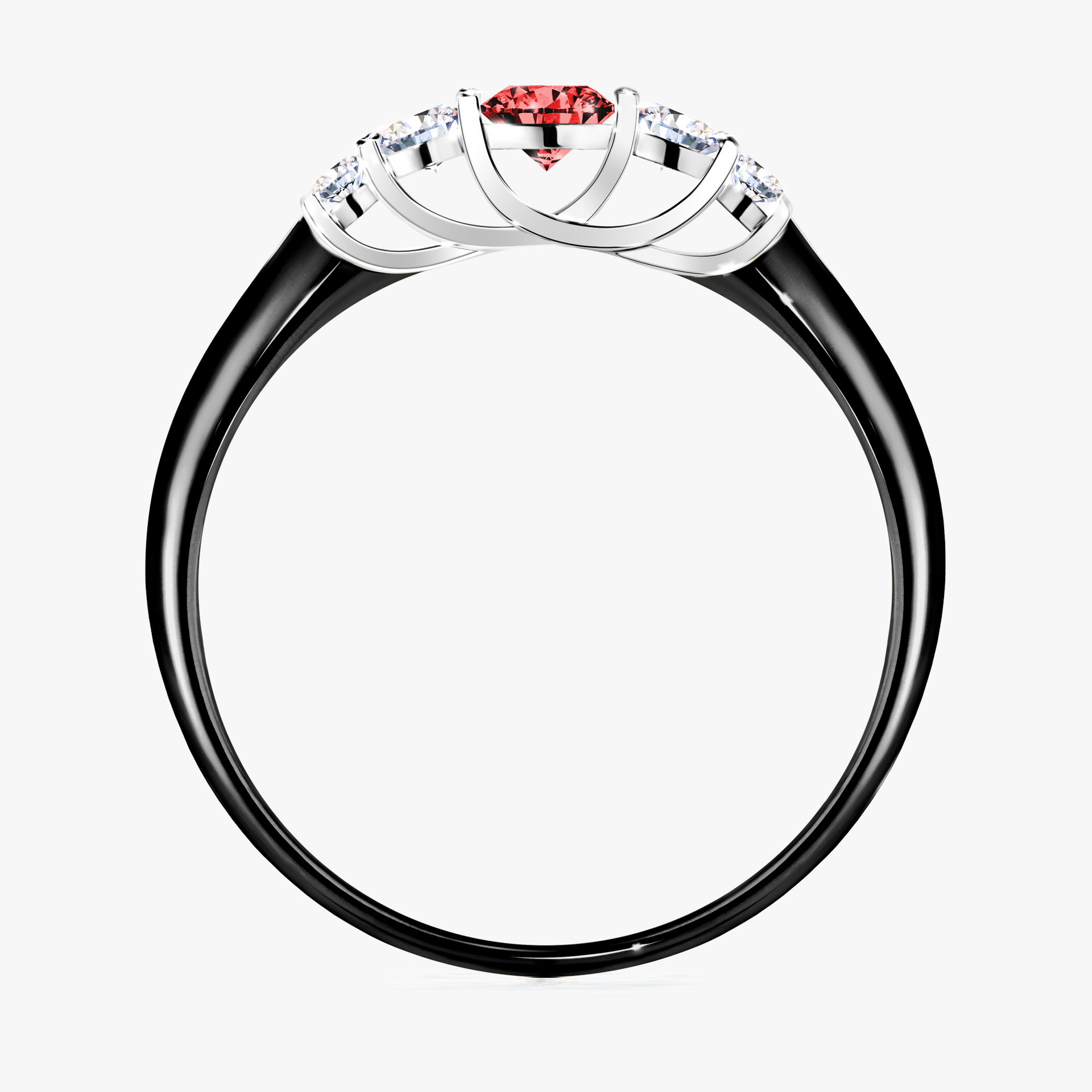 Pierścionek zaręczynowy My Darling z czarnego złota z czerwonym diamentem 0,22ct
