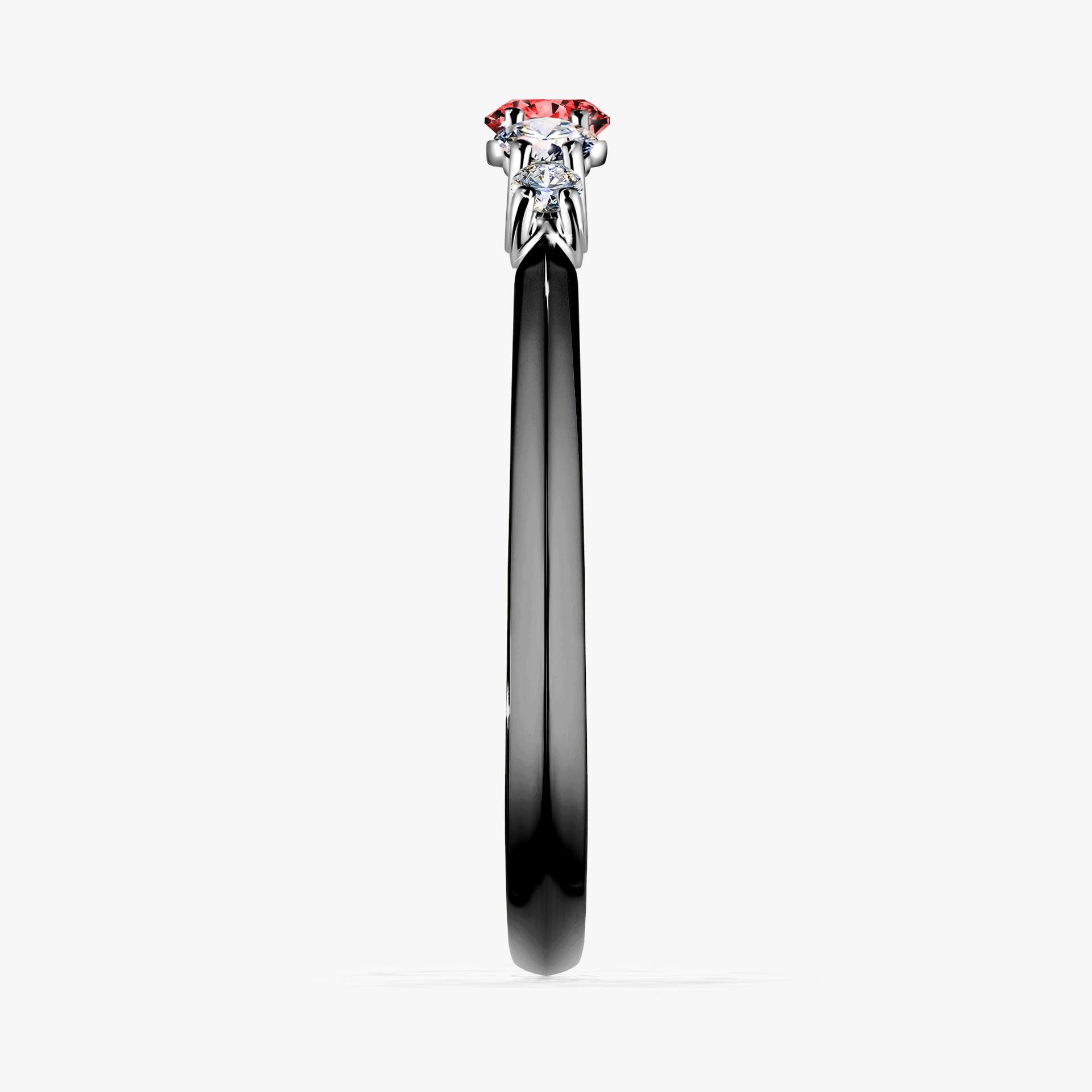 Pierścionek zaręczynowy My Darling z czarnego złota z czerwonym diamentem 0,22ct