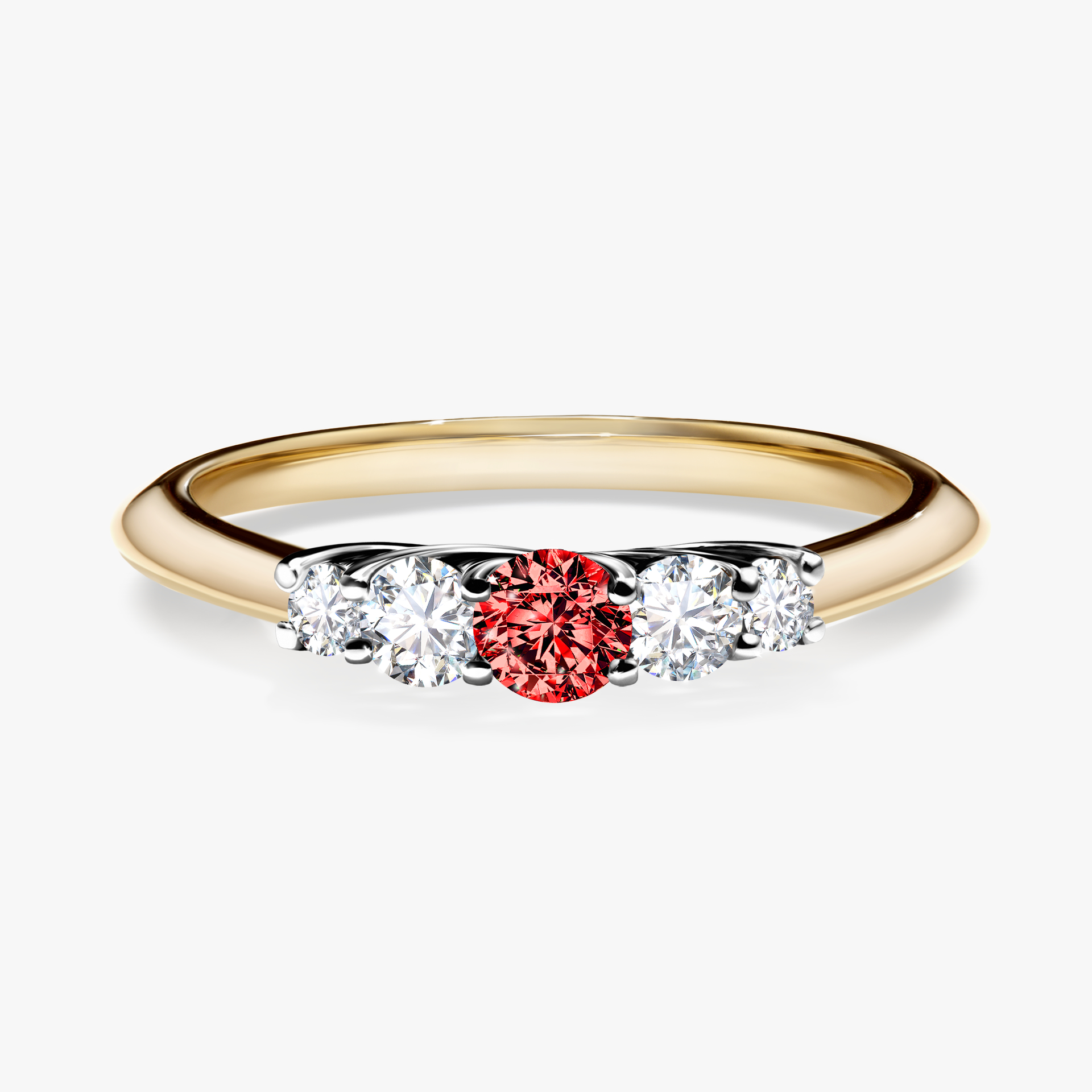 Pierścionek zaręczynowy My Darling z żółtego złota z czerwonym diamentem 0,22ct