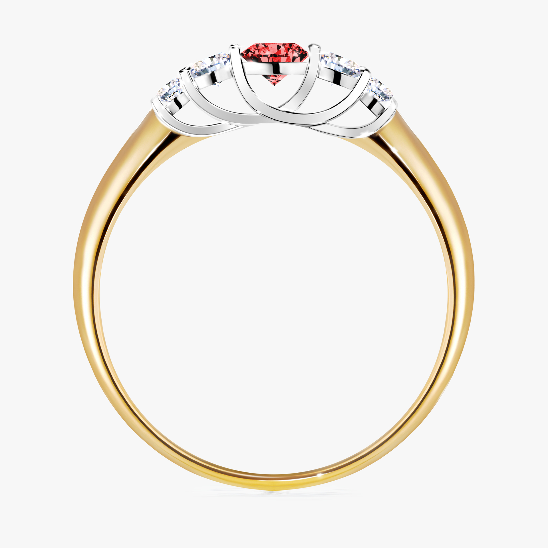 Pierścionek zaręczynowy My Darling z żółtego złota z czerwonym diamentem 0,22ct