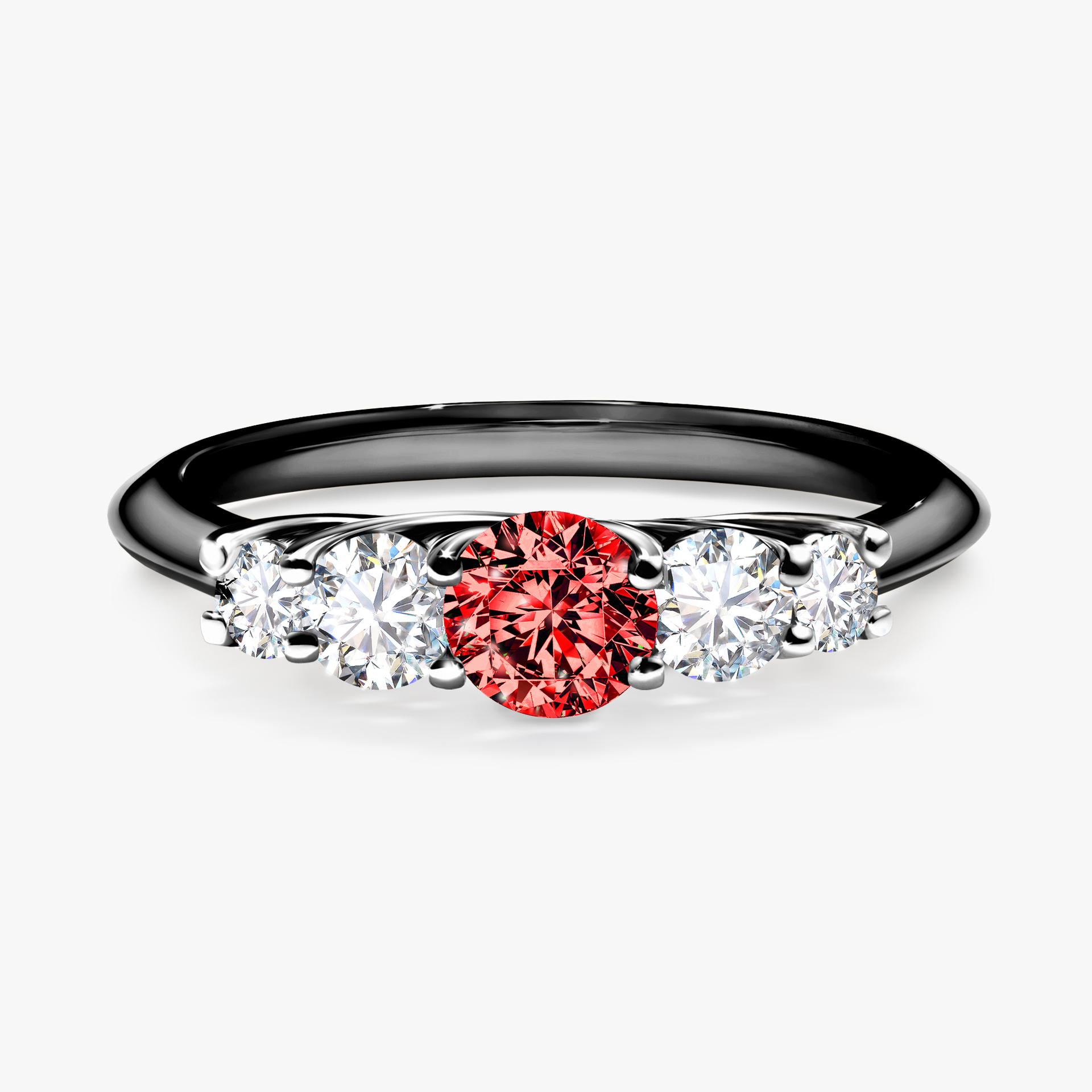 Pierścionek zaręczynowy My Darling z czarnego złota z czerwonym diamentem 0,53ct