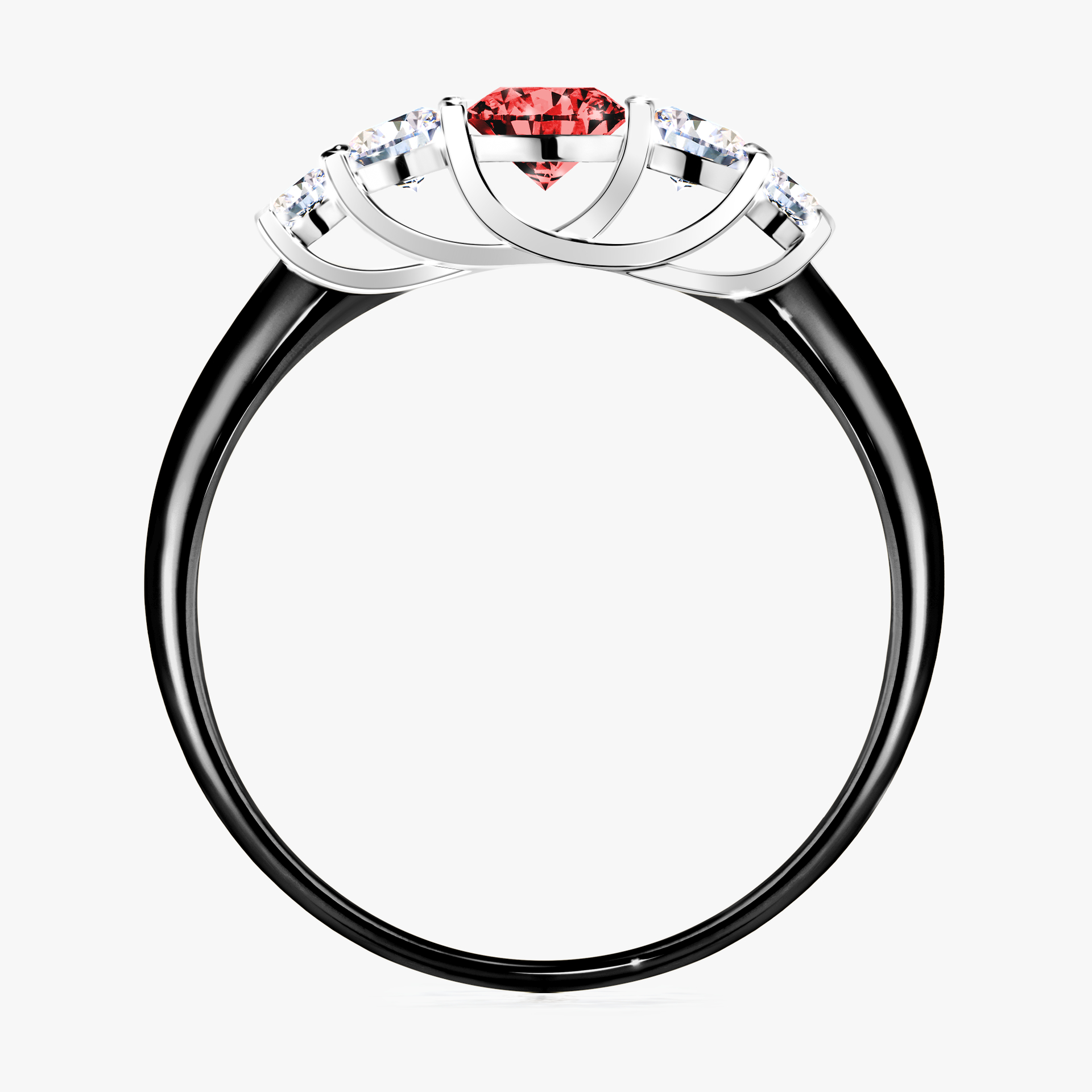 Pierścionek zaręczynowy My Darling z czarnego złota z czerwonym diamentem 0,53ct
