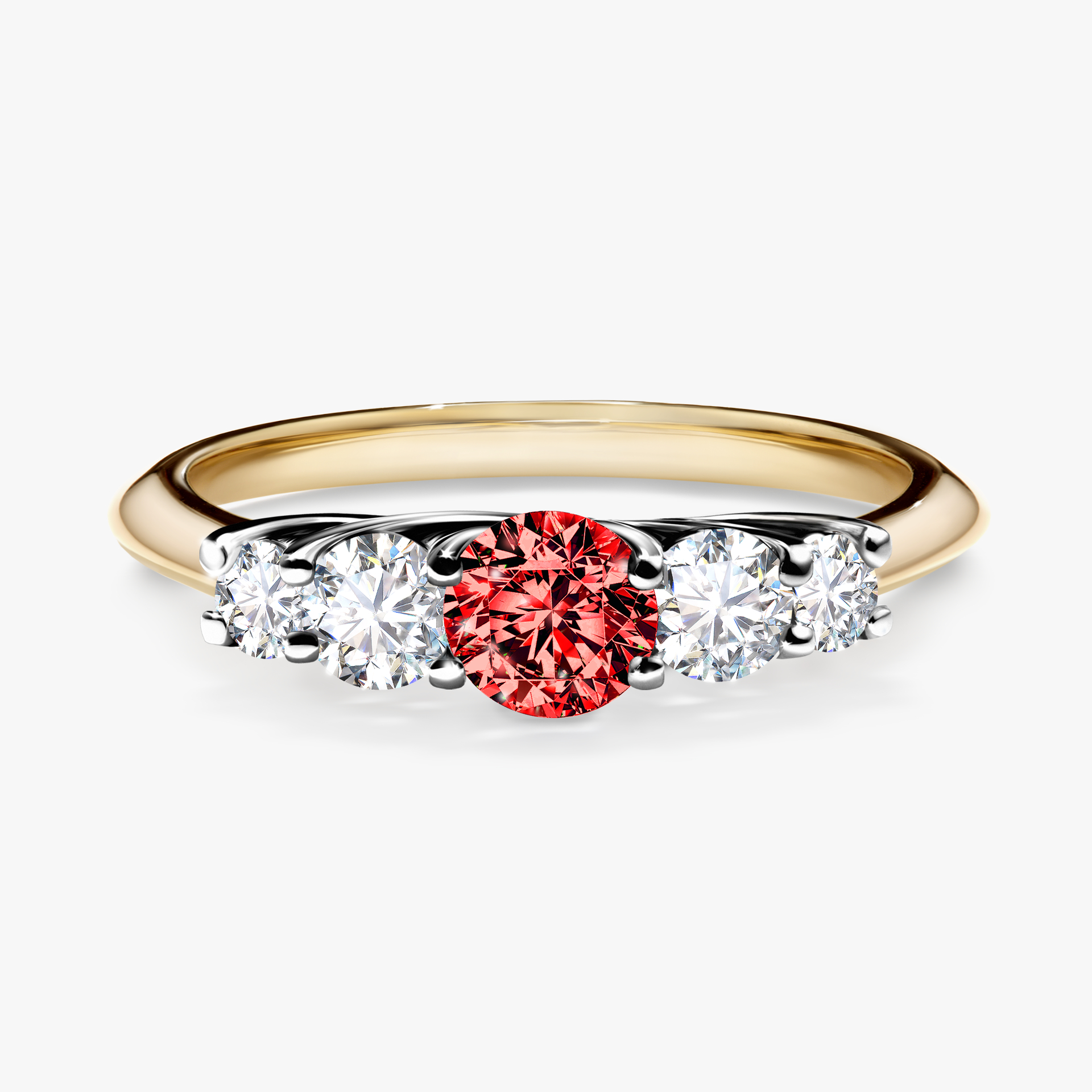 Pierścionek zaręczynowy My Darling z żółtego złota z czerwonym diamentem 0,53ct
