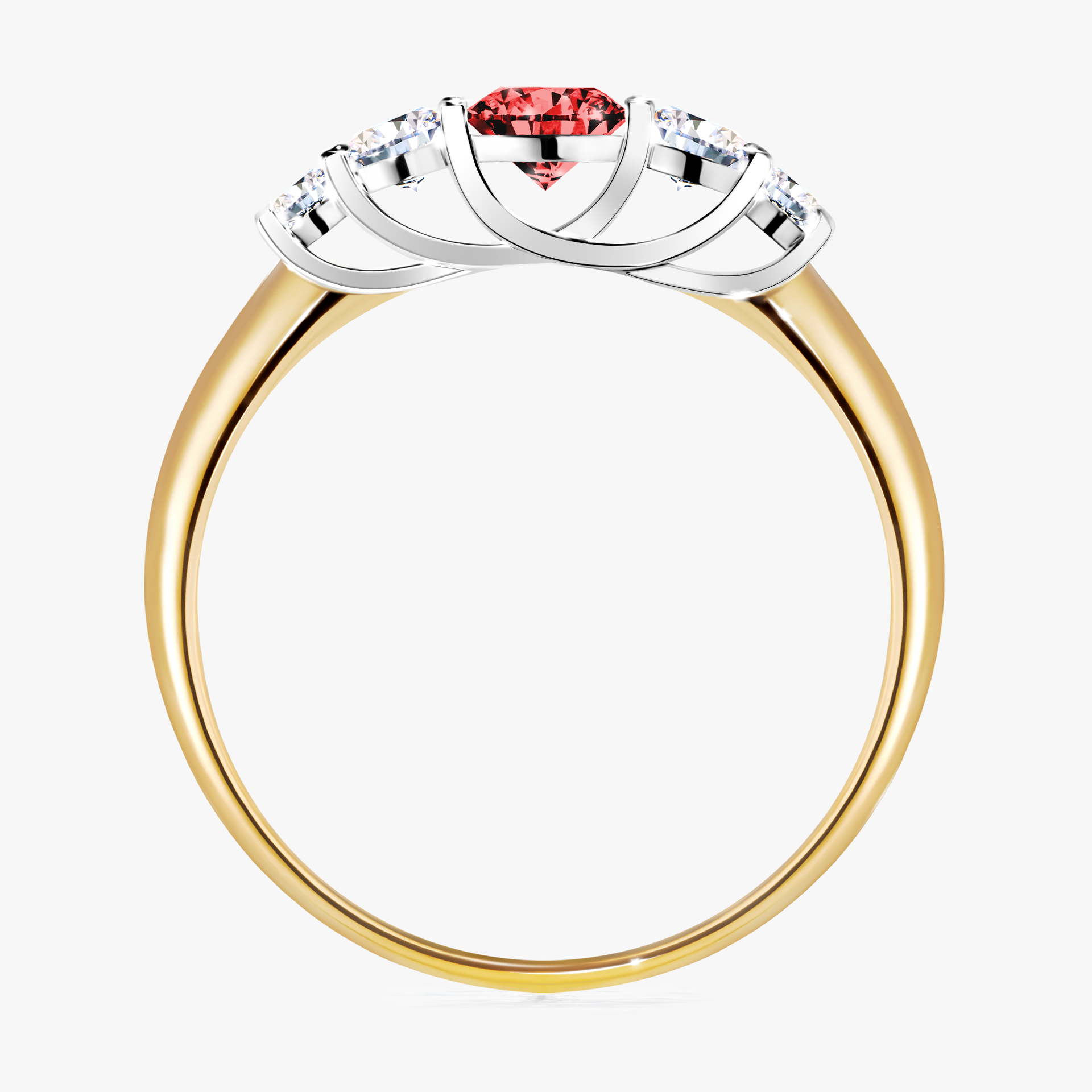 Pierścionek zaręczynowy My Darling z żółtego złota z czerwonym diamentem 0,53ct