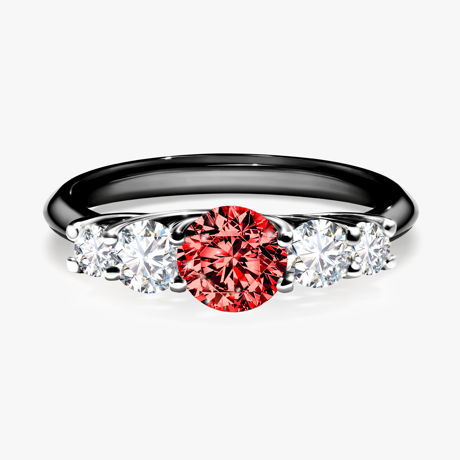 Pierścionek zaręczynowy My Darling z czarnego złota z czerwonym diamentem 0,96ct