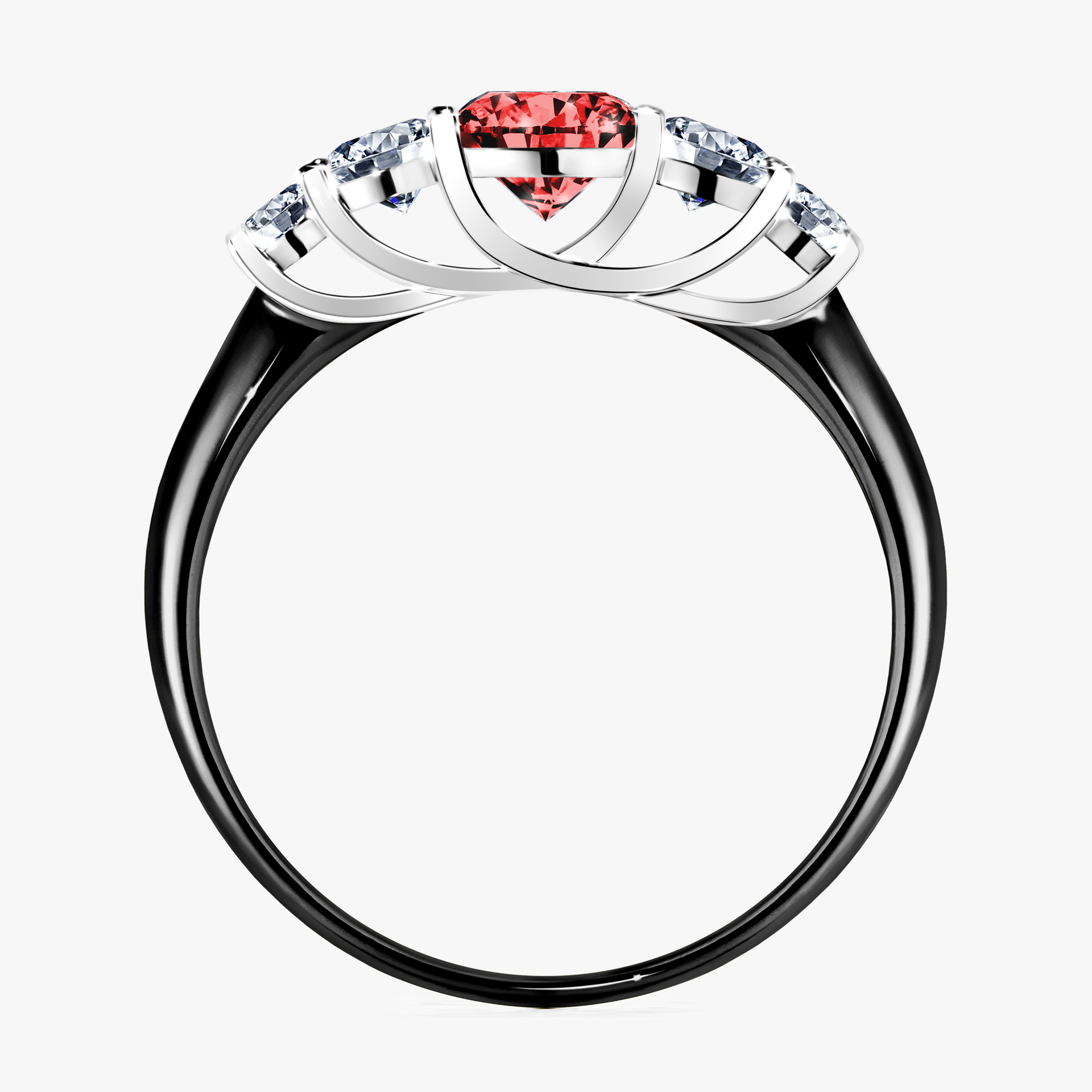 Pierścionek zaręczynowy My Darling z czarnego złota z czerwonym diamentem 0,96ct