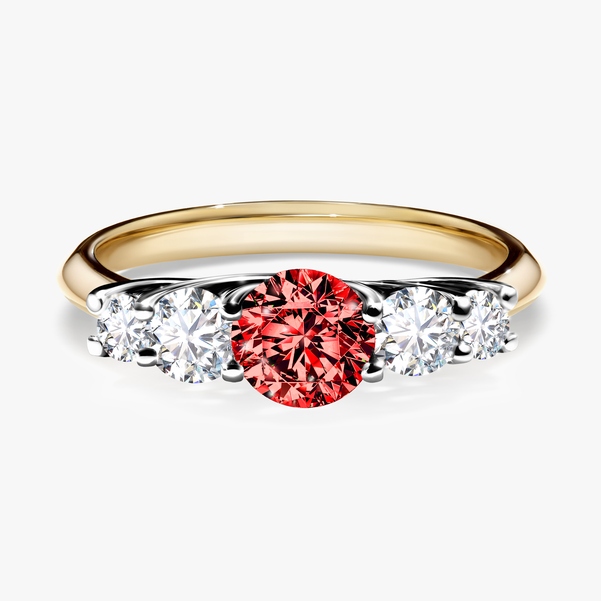 Pierścionek zaręczynowy My Darling z żółtego złota z czerwonym diamentem 0,96ct