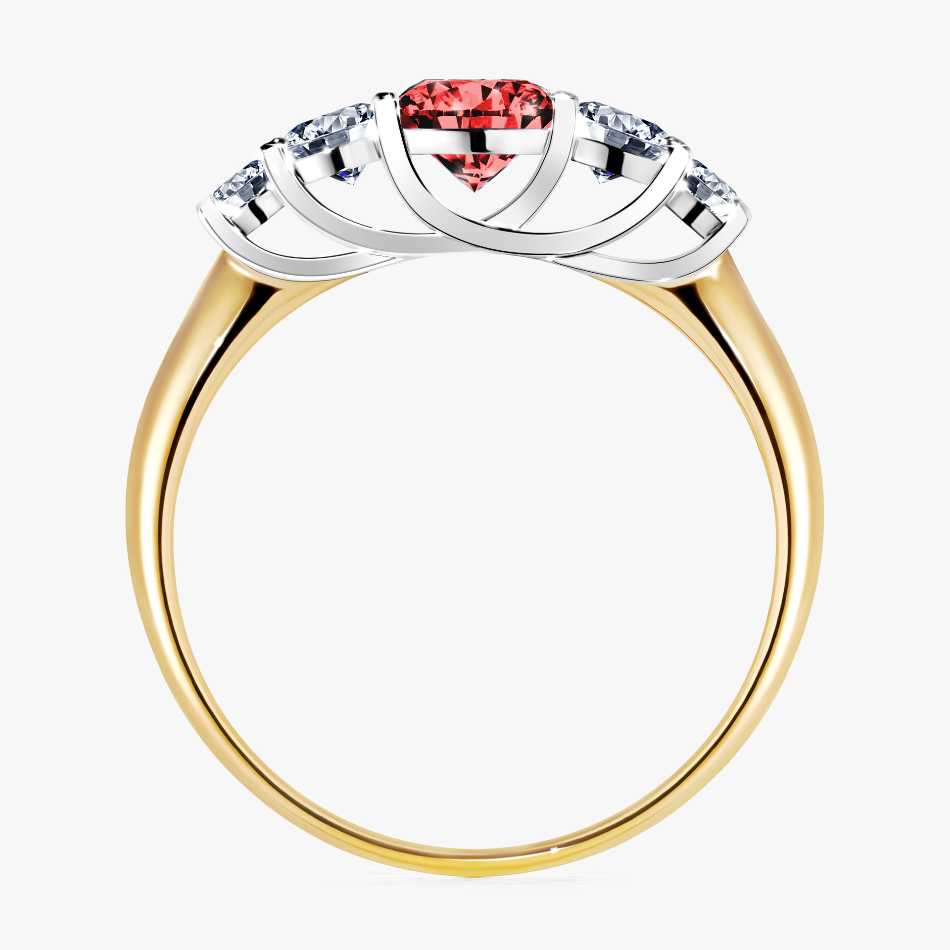 Pierścionek zaręczynowy My Darling z żółtego złota z czerwonym diamentem 0,96ct