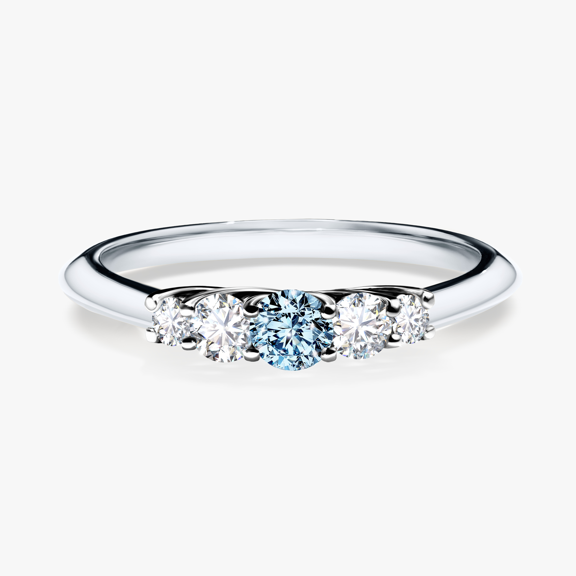 Pierścionek zaręczynowy My Darling z białego złota z niebieskim diamentem 0,22ct