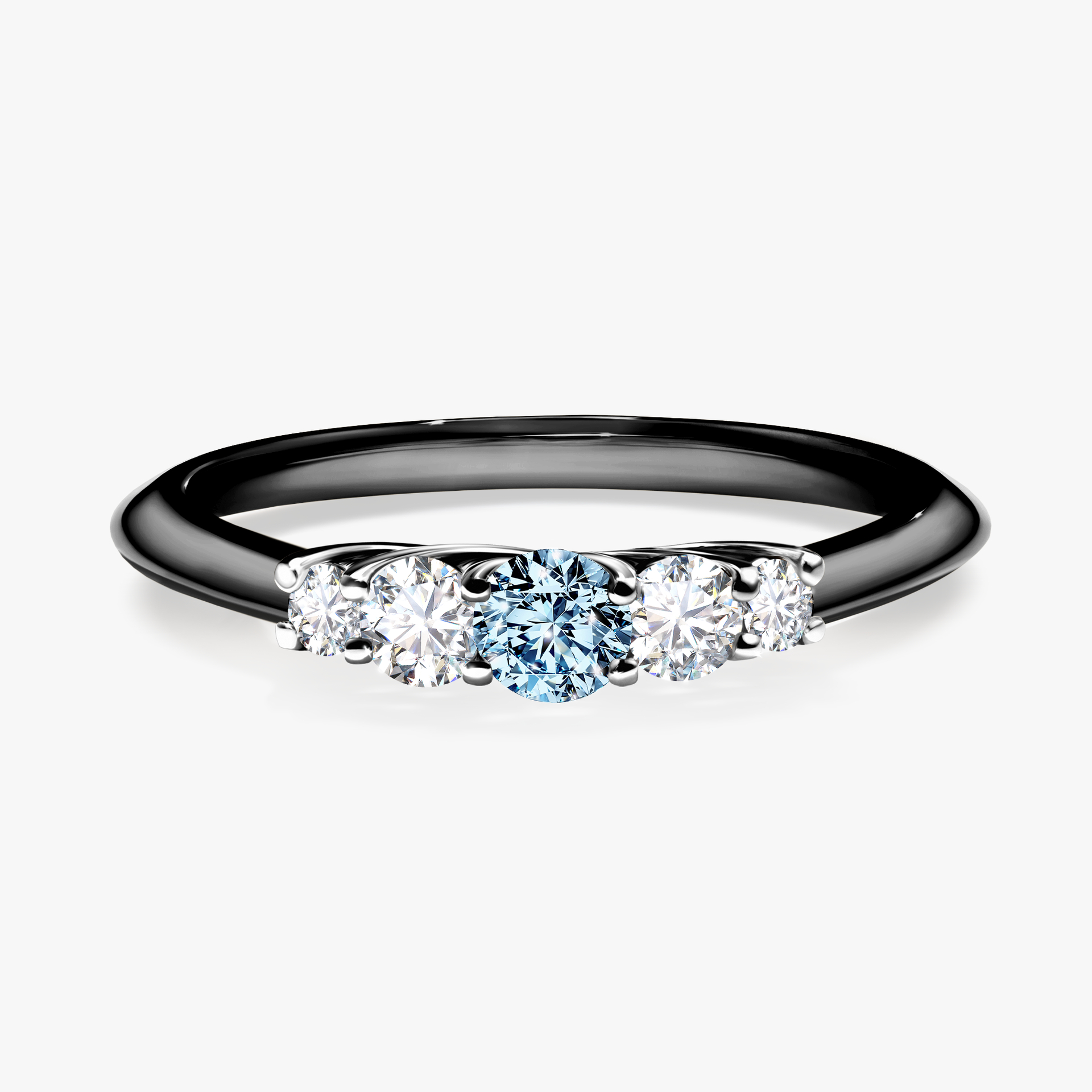 Pierścionek zaręczynowy My Darling z czarnego złota z niebieskim diamentem 0,22ct