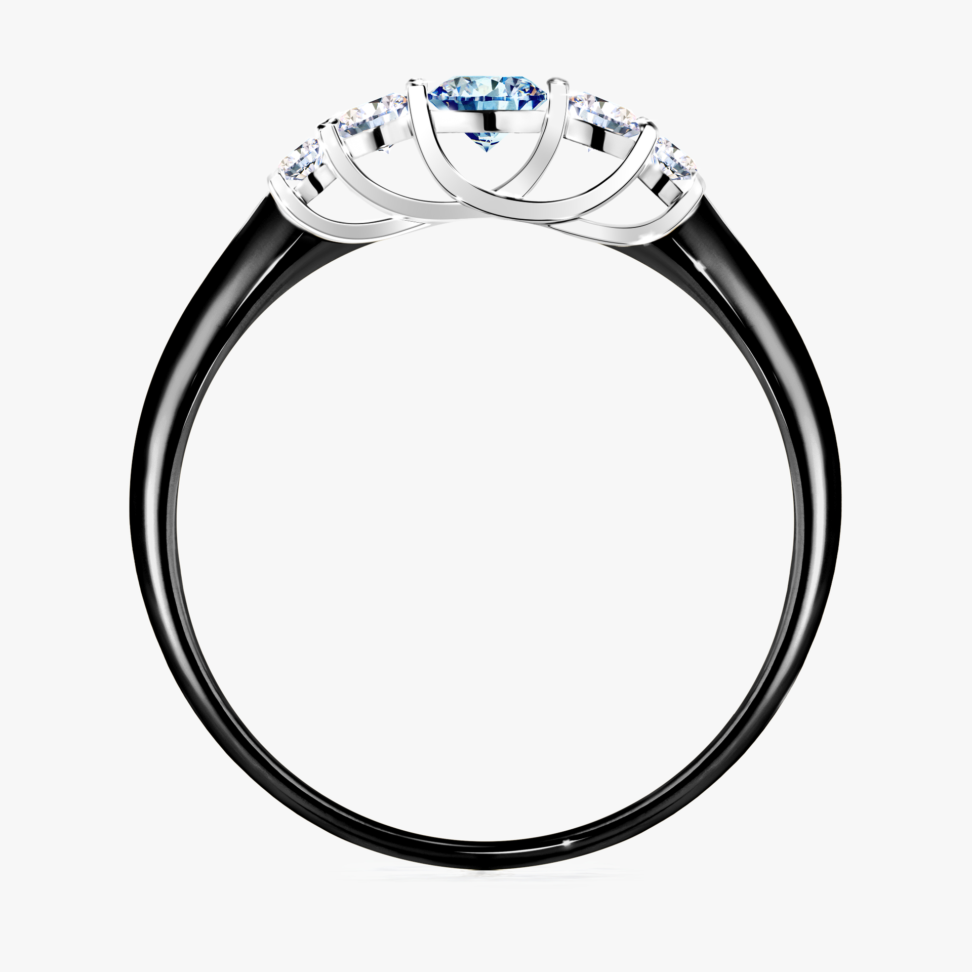 Pierścionek zaręczynowy My Darling z czarnego złota z niebieskim diamentem 0,22ct
