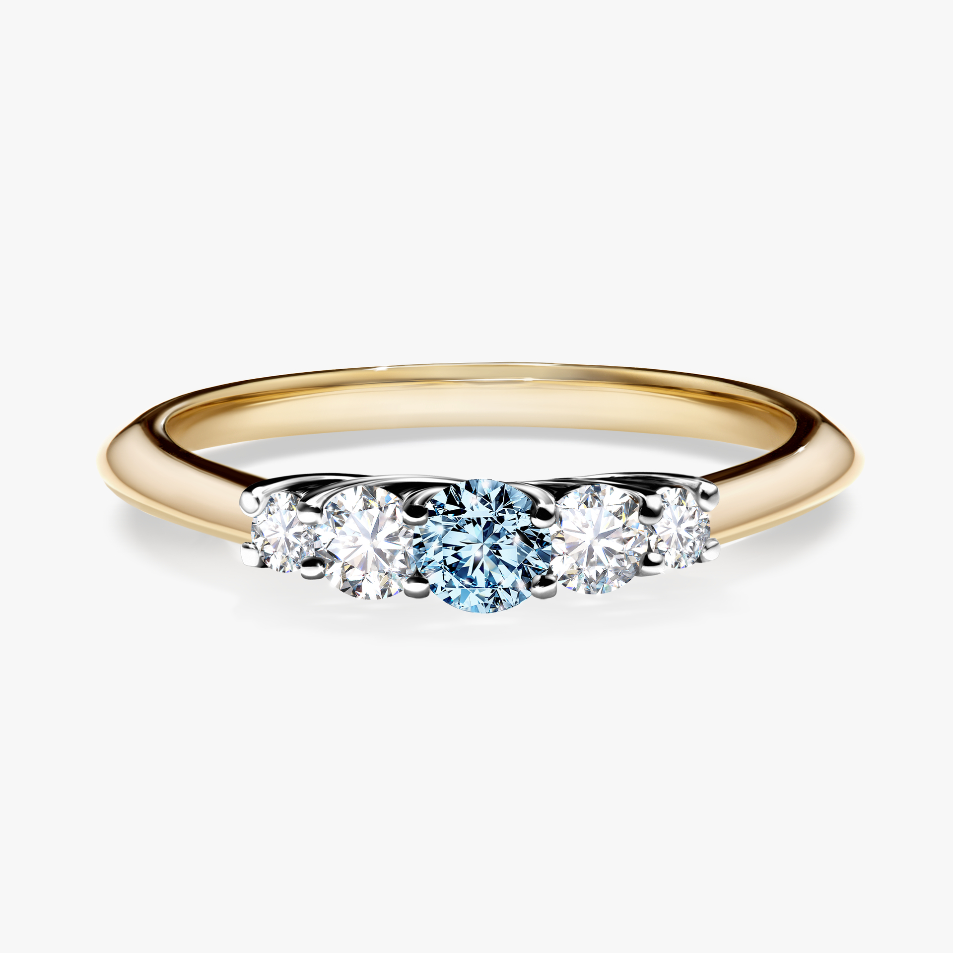 Pierścionek zaręczynowy My Darling z żółtego złota z niebieskim diamentem 0,22ct