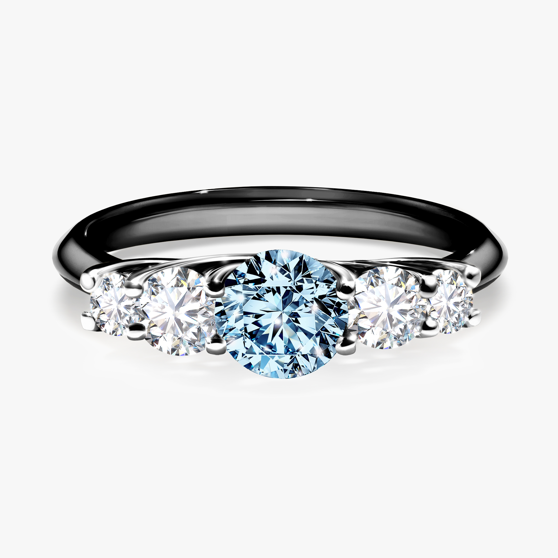 Pierścionek zaręczynowy My Darling z czarnego złota z niebieskim diamentem 0,96ct