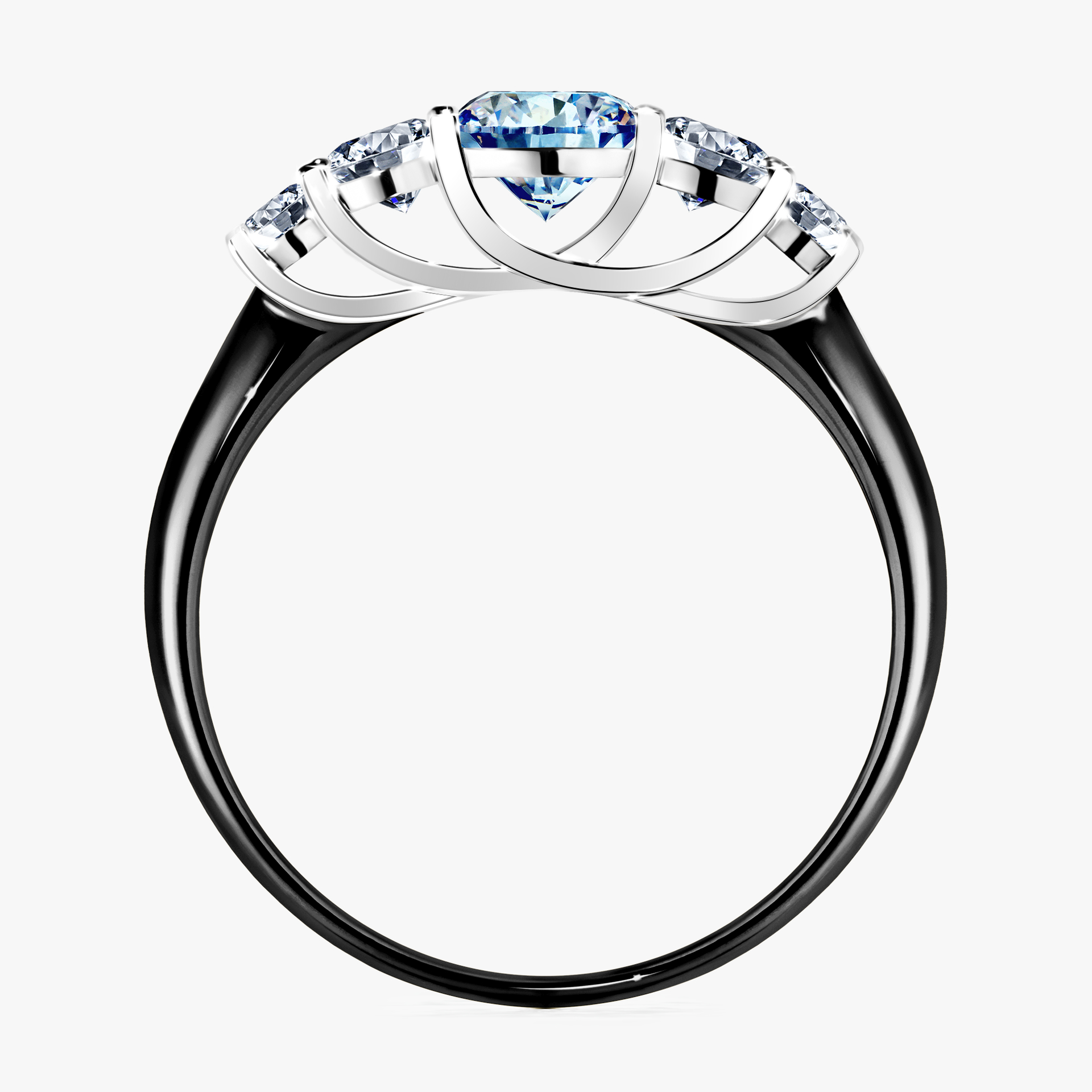 Pierścionek zaręczynowy My Darling z czarnego złota z niebieskim diamentem 0,96ct