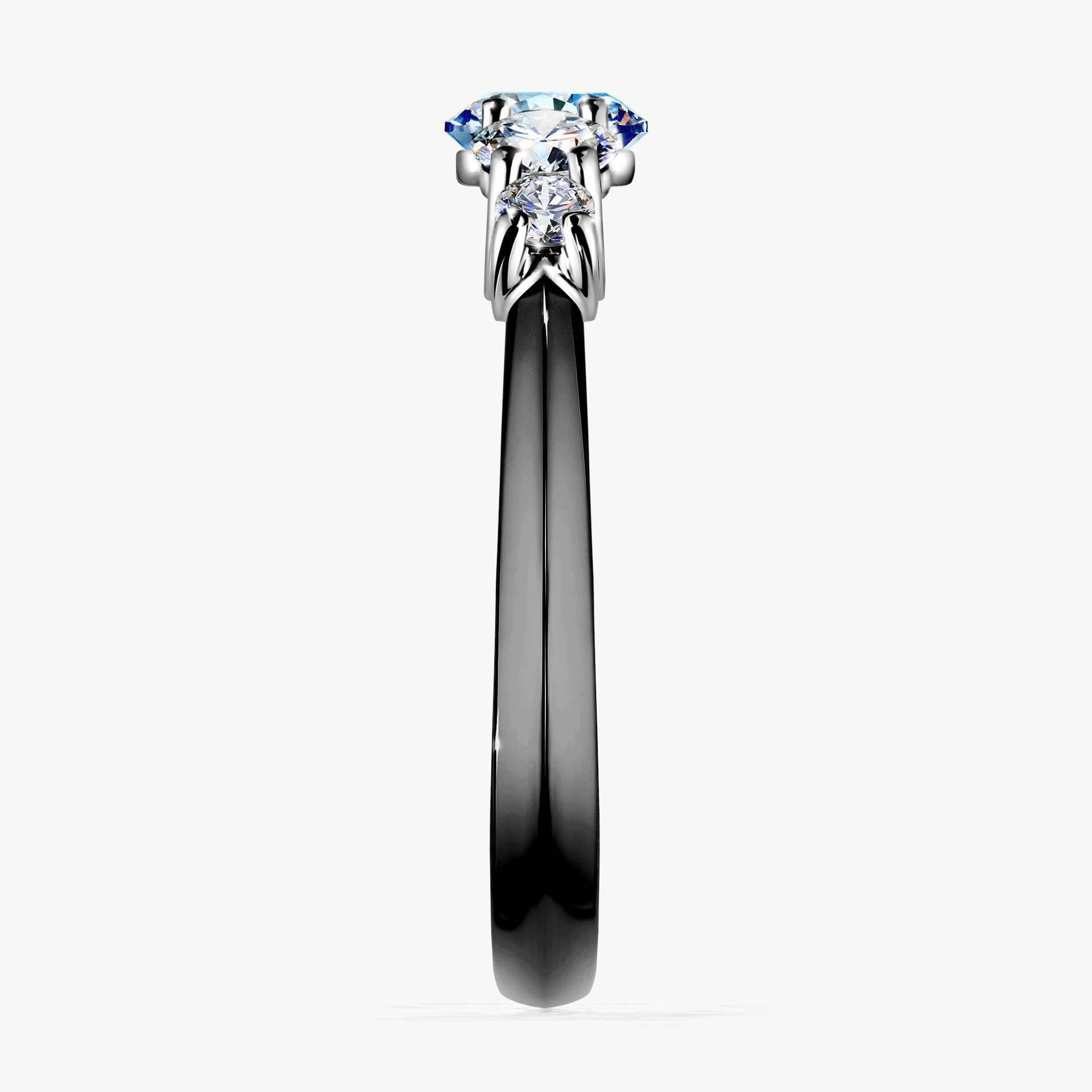 Pierścionek zaręczynowy My Darling z czarnego złota z niebieskim diamentem 0,96ct