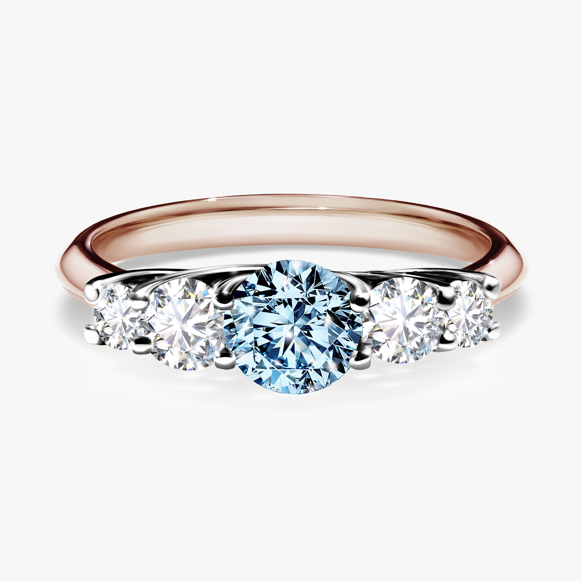 Pierścionek zaręczynowy My Darling z różowego złota z niebieskim diamentem 0,96ct