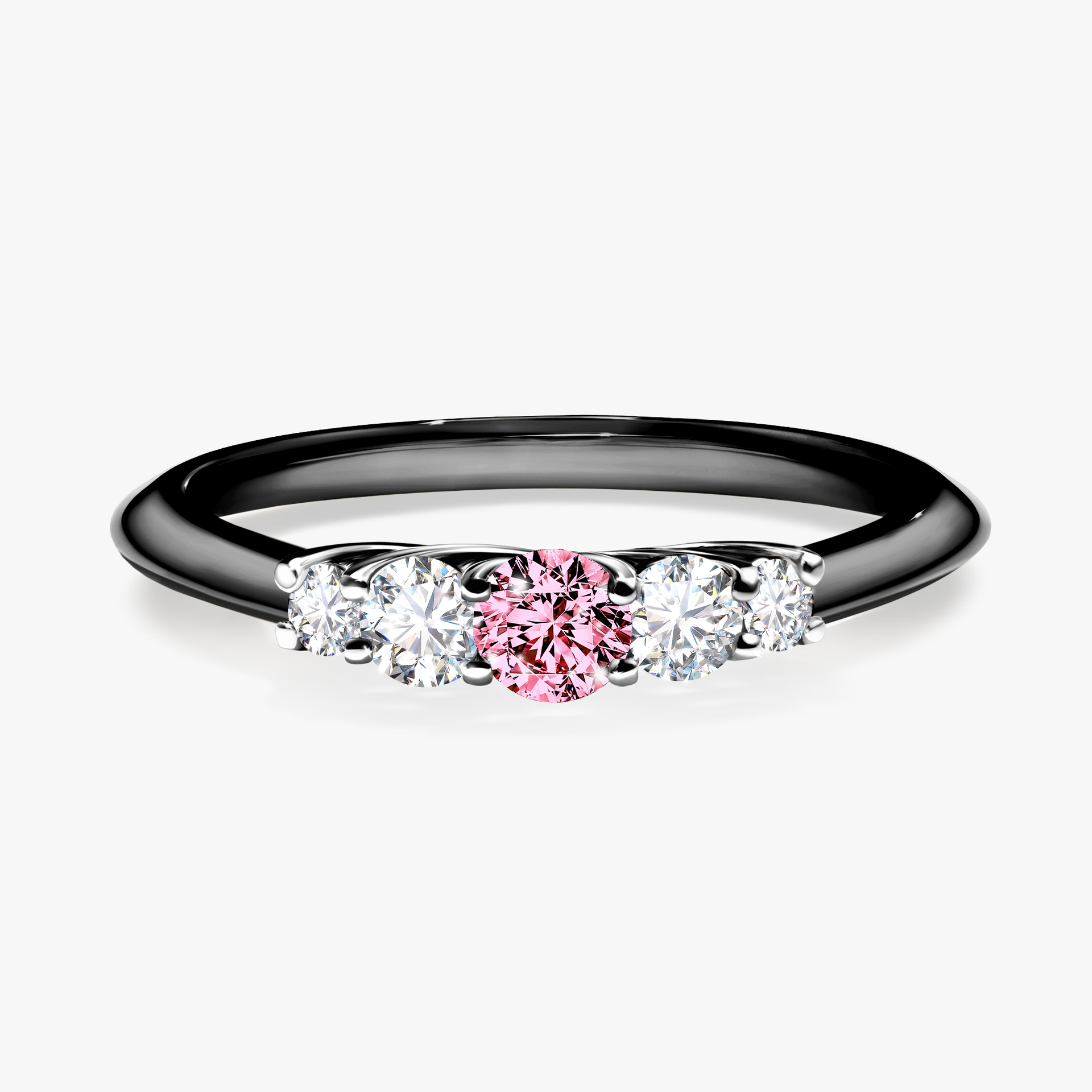 Pierścionek zaręczynowy My Darling z czarnego złota z różowym diamentem 0,22ct