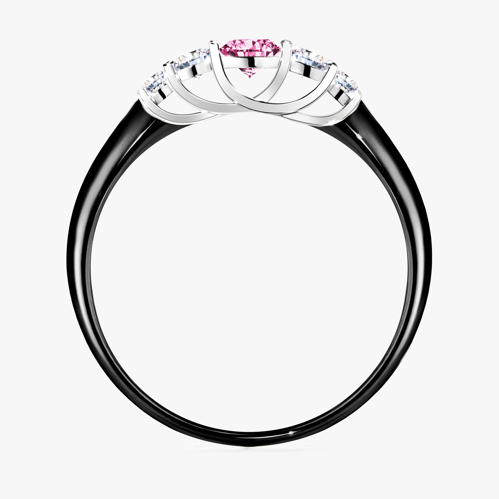Pierścionek zaręczynowy My Darling z czarnego złota z różowym diamentem 0,22ct