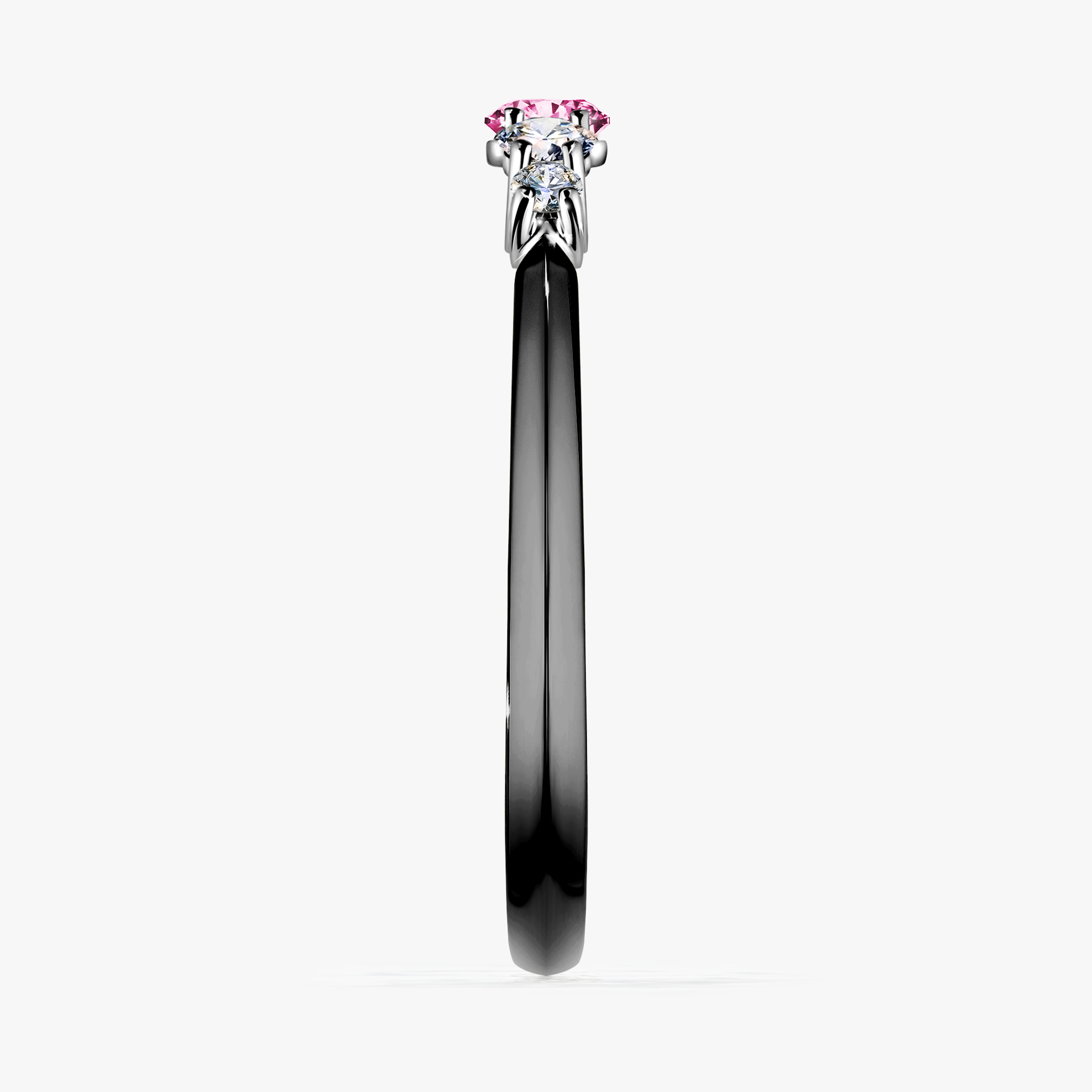Pierścionek zaręczynowy My Darling z czarnego złota z różowym diamentem 0,22ct