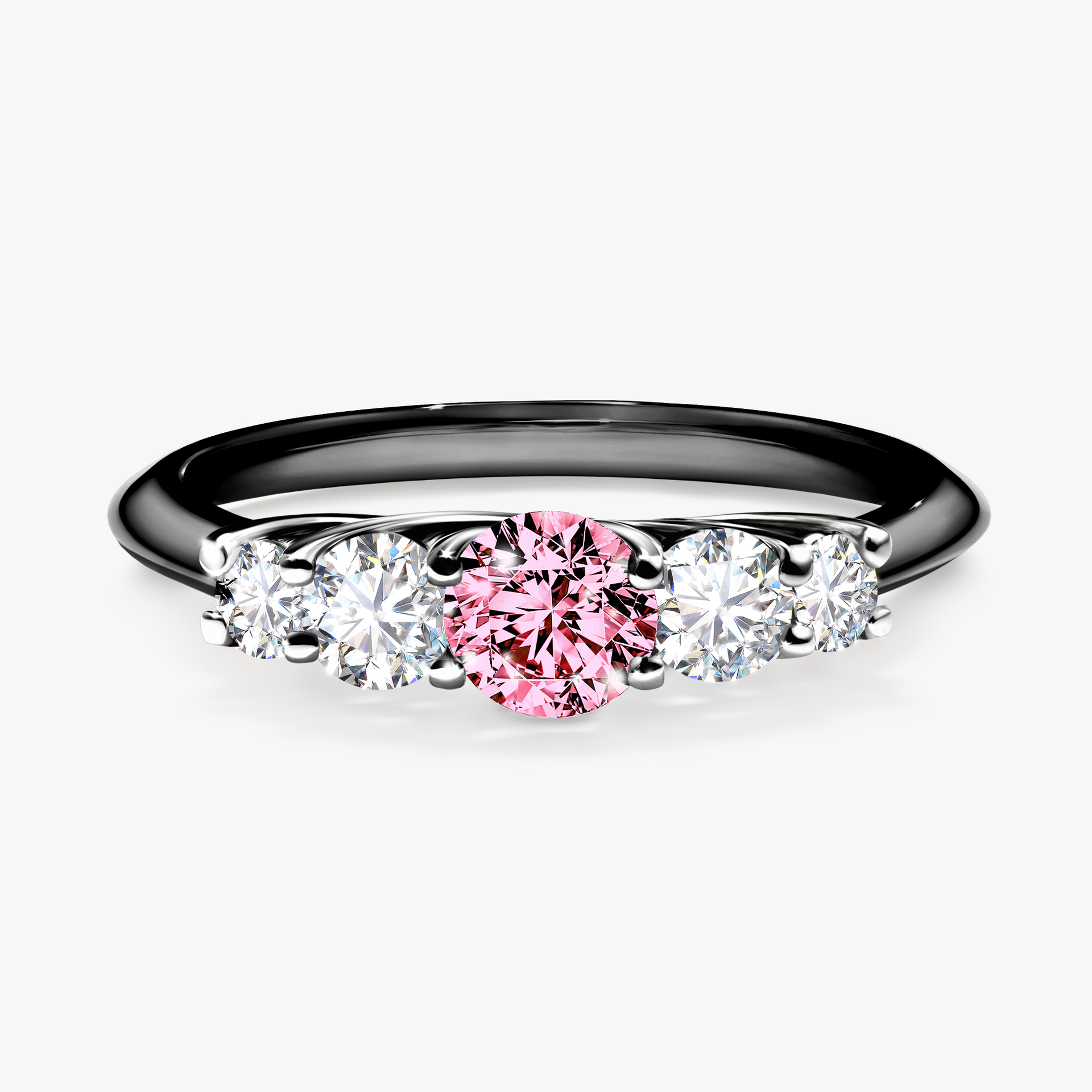 Pierścionek zaręczynowy My Darling z czarnego złota z różowym diamentem 0,53ct