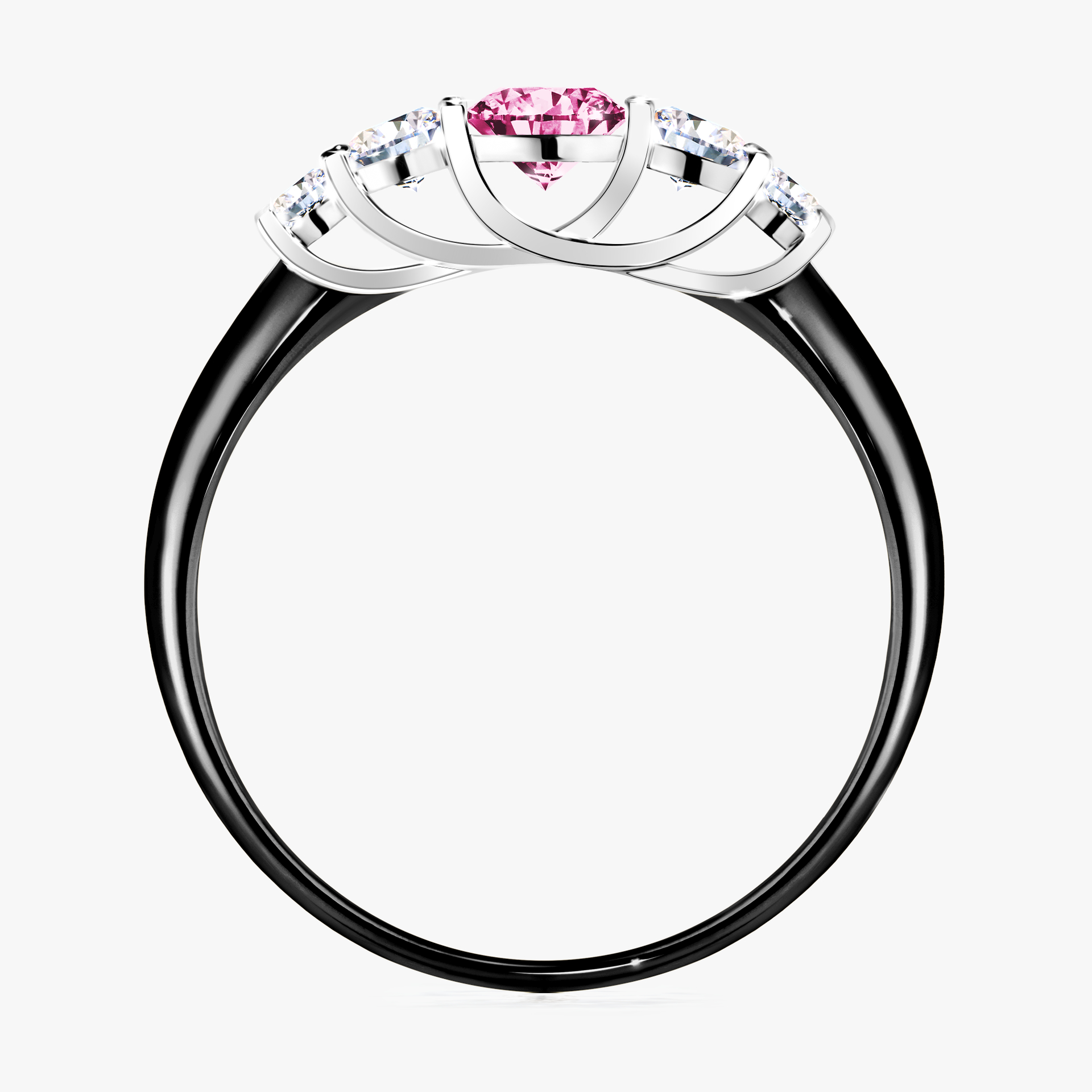 Pierścionek zaręczynowy My Darling z czarnego złota z różowym diamentem 0,53ct