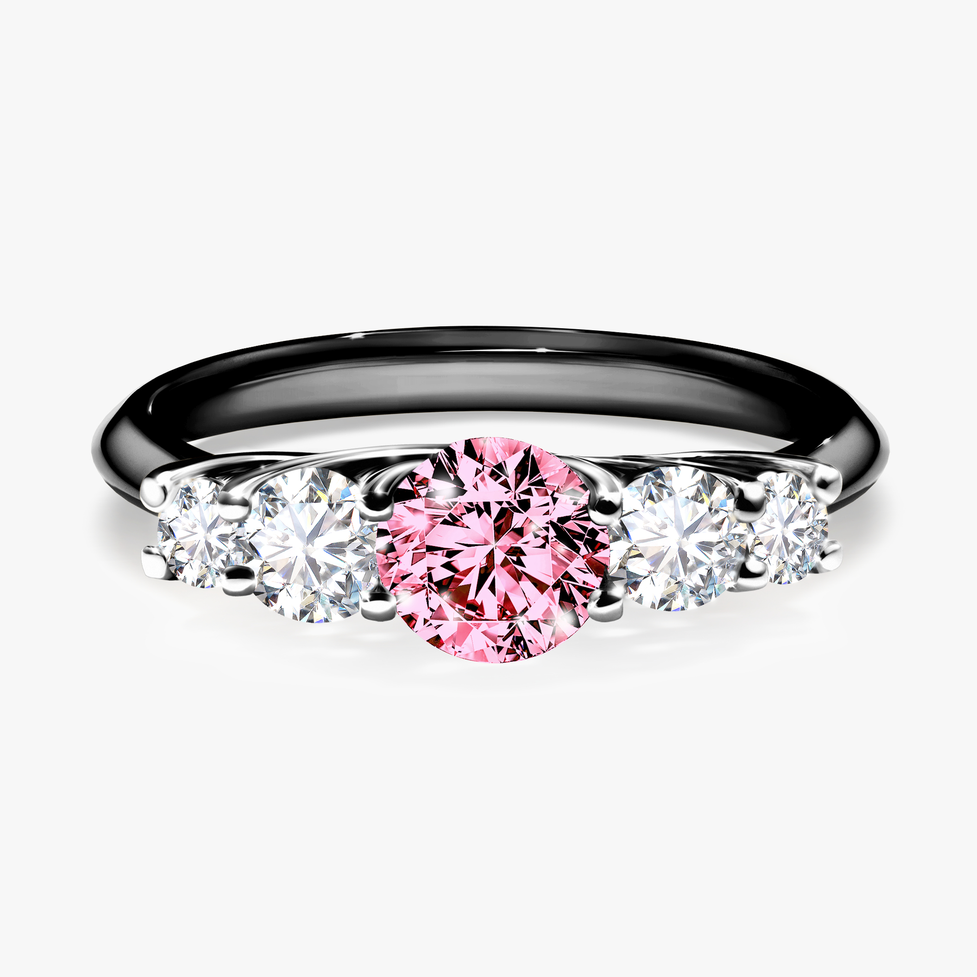 Pierścionek zaręczynowy My Darling z czarnego złota z różowym diamentem 0,96ct
