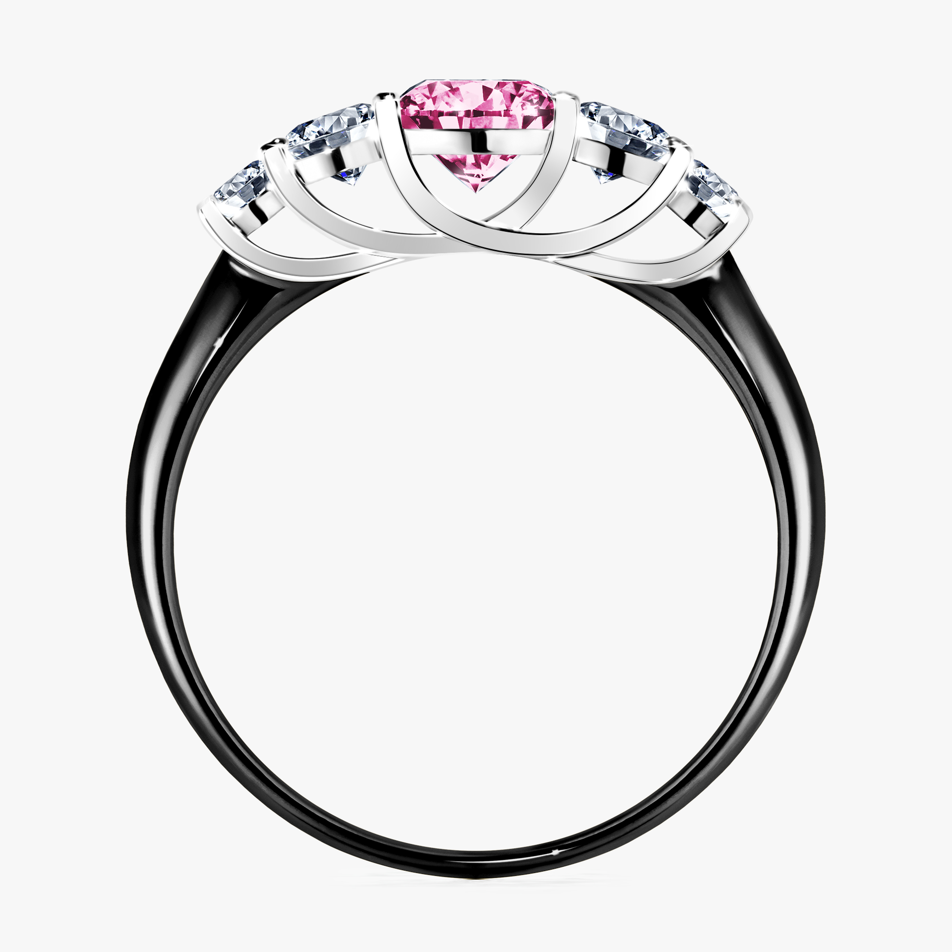 Pierścionek zaręczynowy My Darling z czarnego złota z różowym diamentem 0,96ct