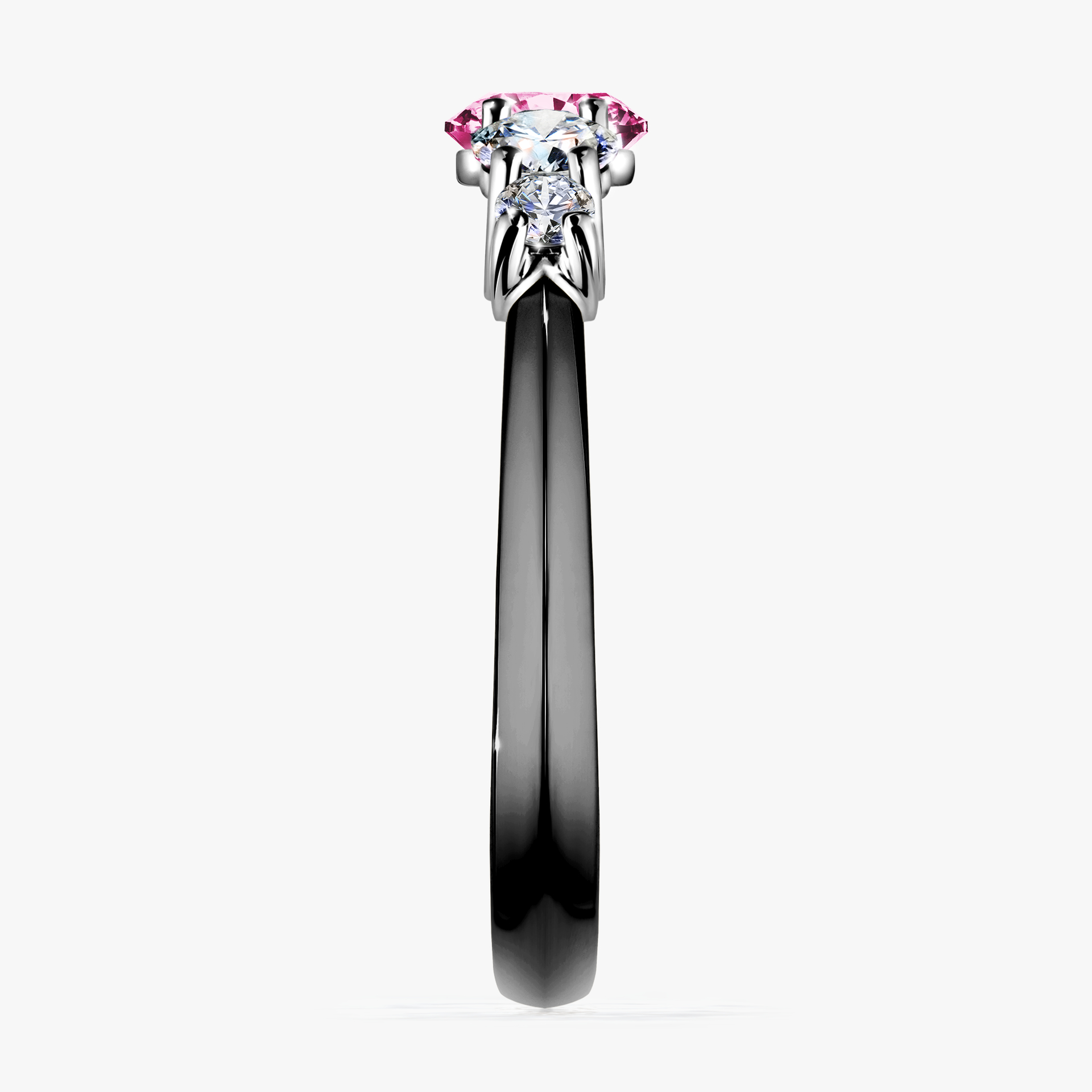 Pierścionek zaręczynowy My Darling z czarnego złota z różowym diamentem 0,96ct