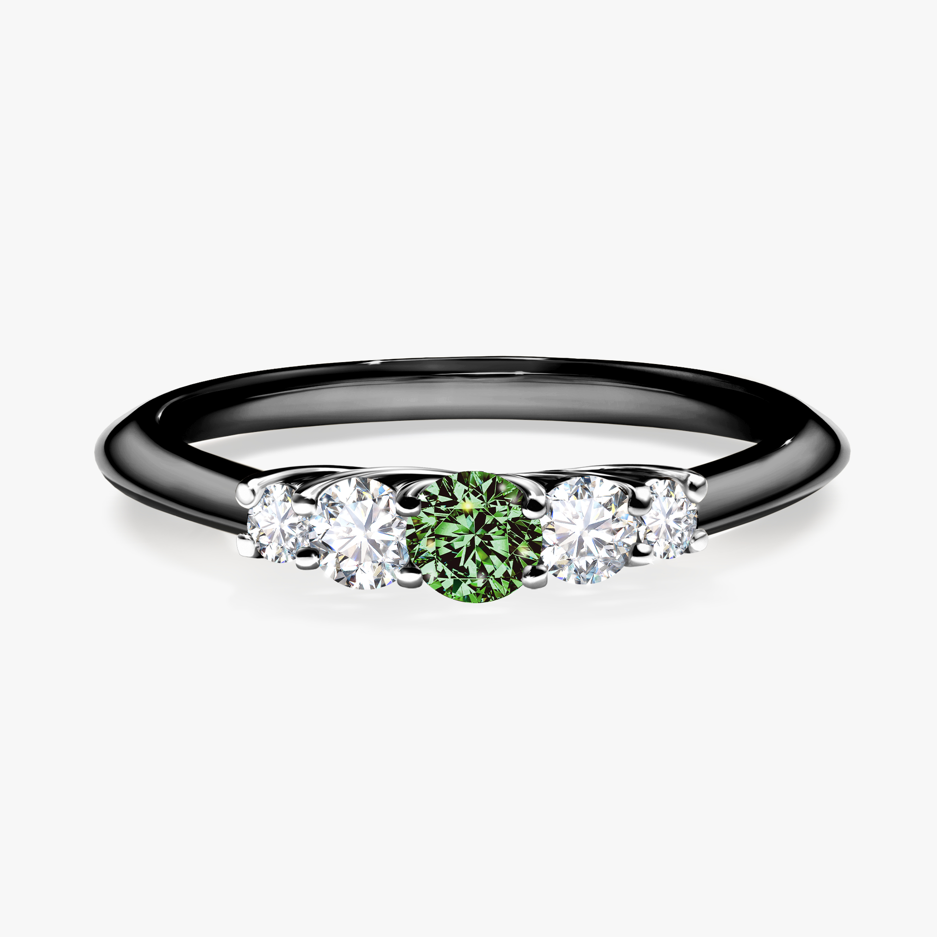 Pierścionek zaręczynowy My Darling z czarnego złota z ciemnym zielonym diamentem 0,22ct