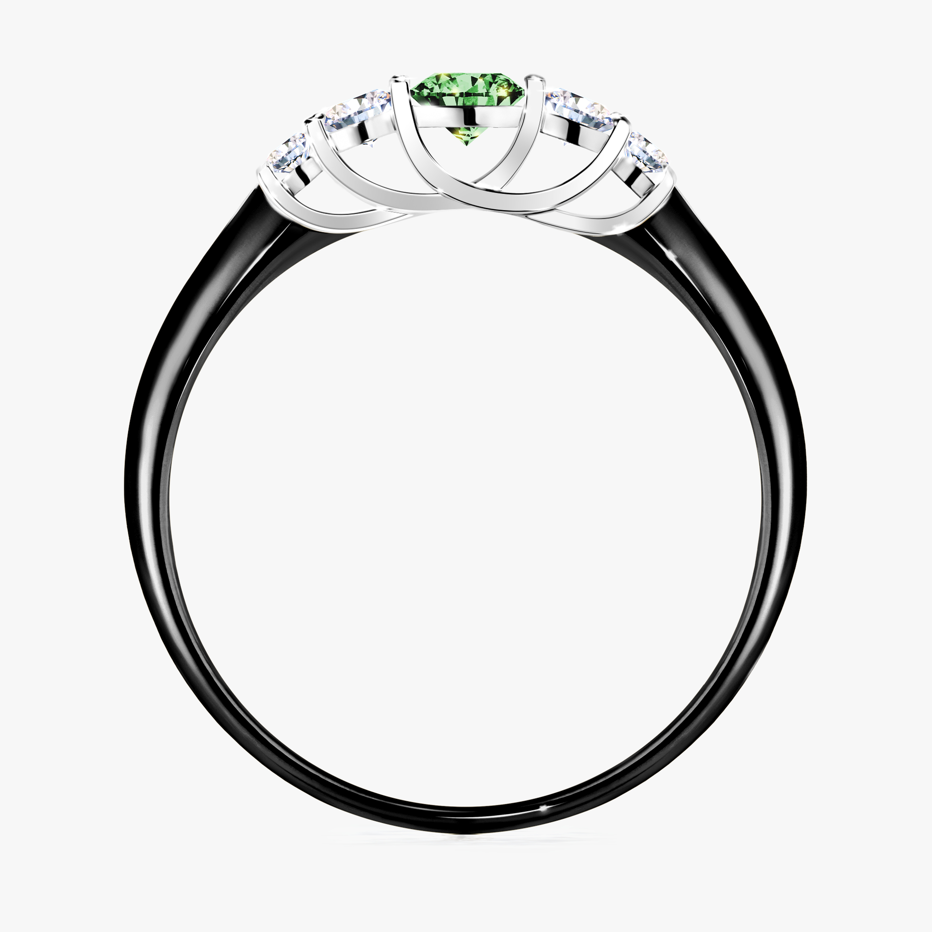 Pierścionek zaręczynowy My Darling z czarnego złota z ciemnym zielonym diamentem 0,22ct