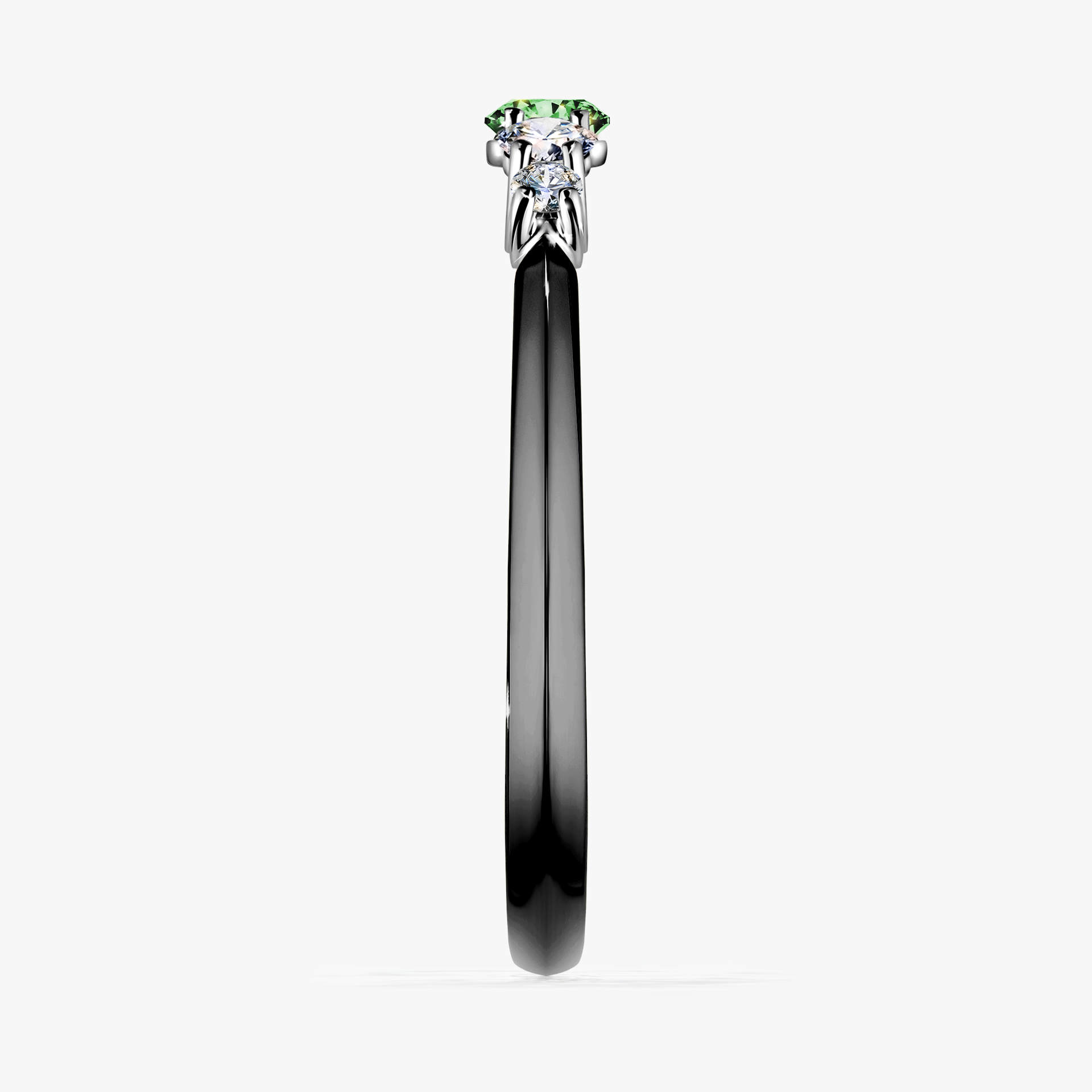 Pierścionek zaręczynowy My Darling z czarnego złota z ciemnym zielonym diamentem 0,22ct