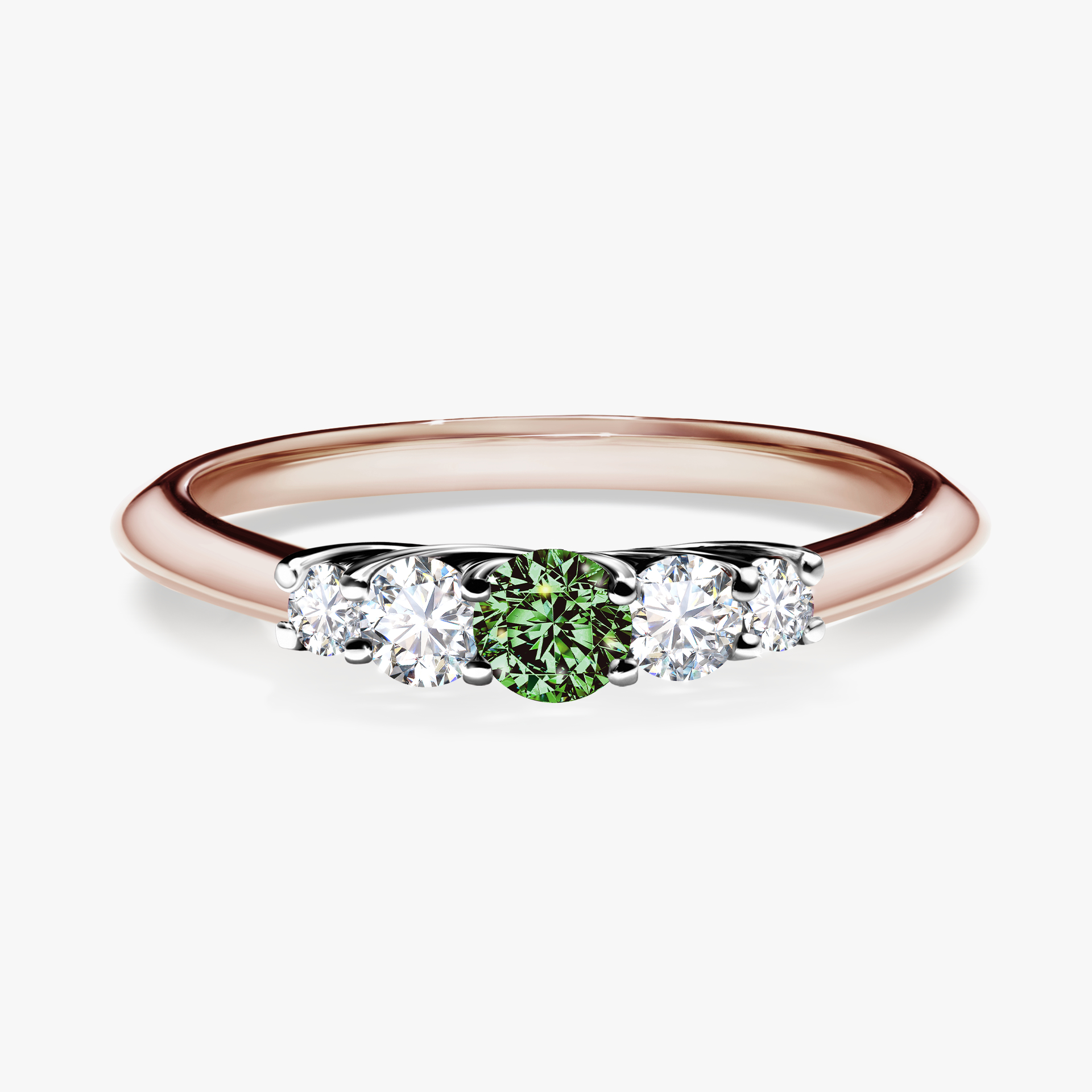 Pierścionek zaręczynowy My Darling z różowego złota z ciemnym zielonym diamentem 0,22ct