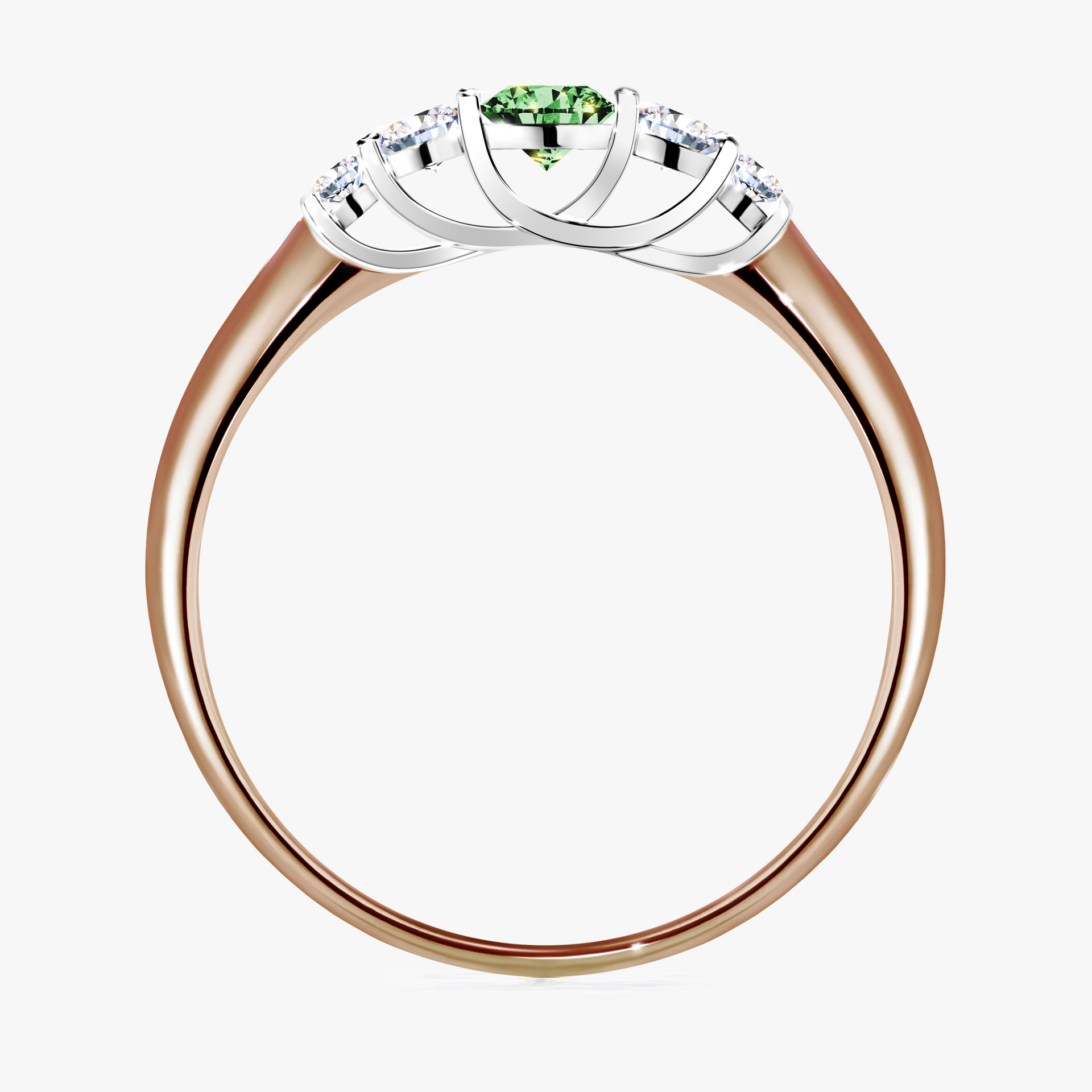Pierścionek zaręczynowy My Darling z różowego złota z ciemnym zielonym diamentem 0,22ct
