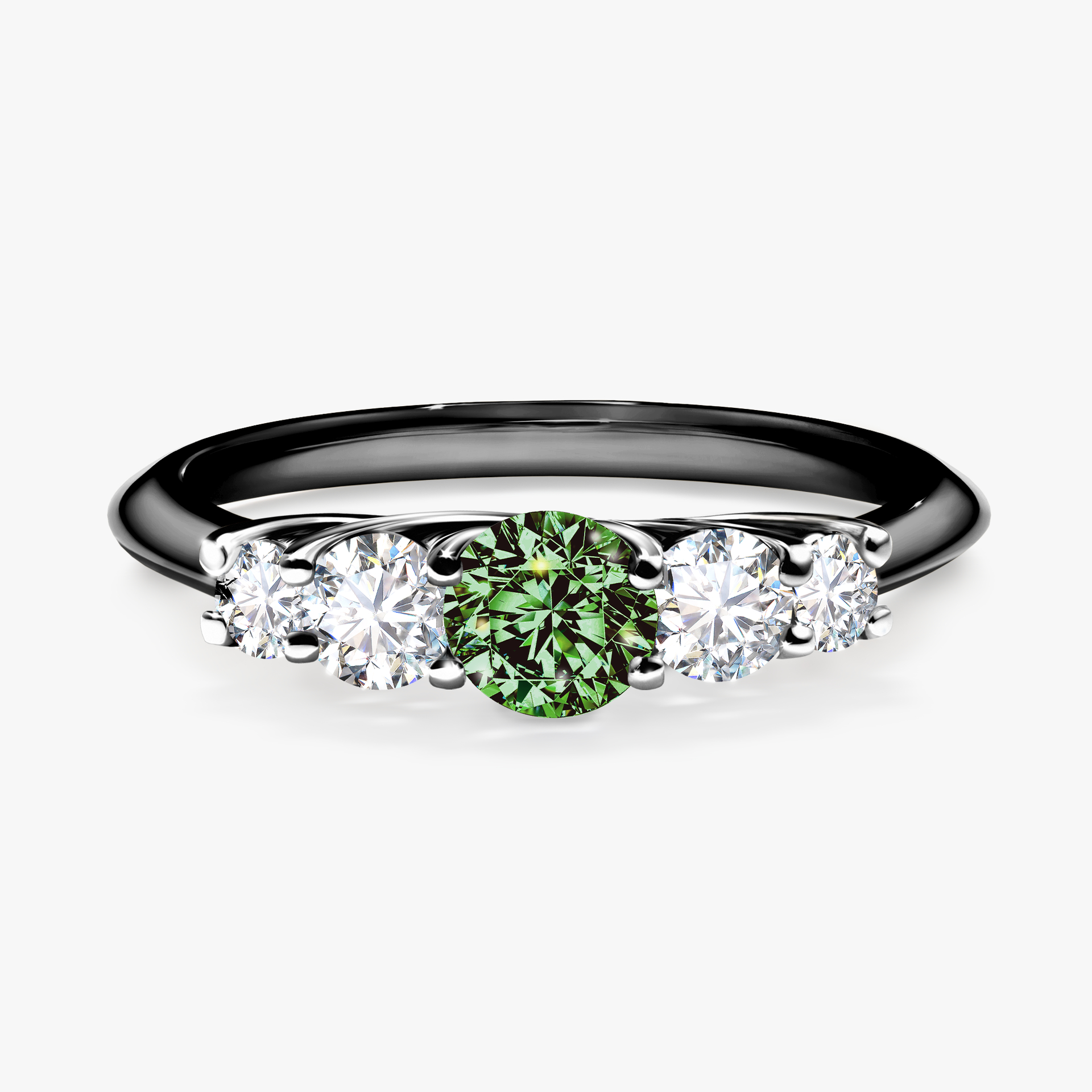 Pierścionek zaręczynowy My Darling z czarnego złota z ciemnym zielonym diamentem 0,53ct
